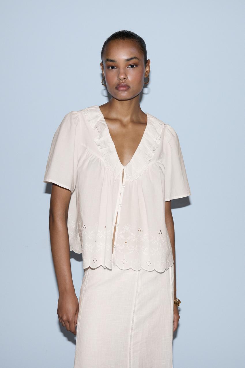 Camisa bordado suizo Camisas Blusas ROPA Mujer Lefties