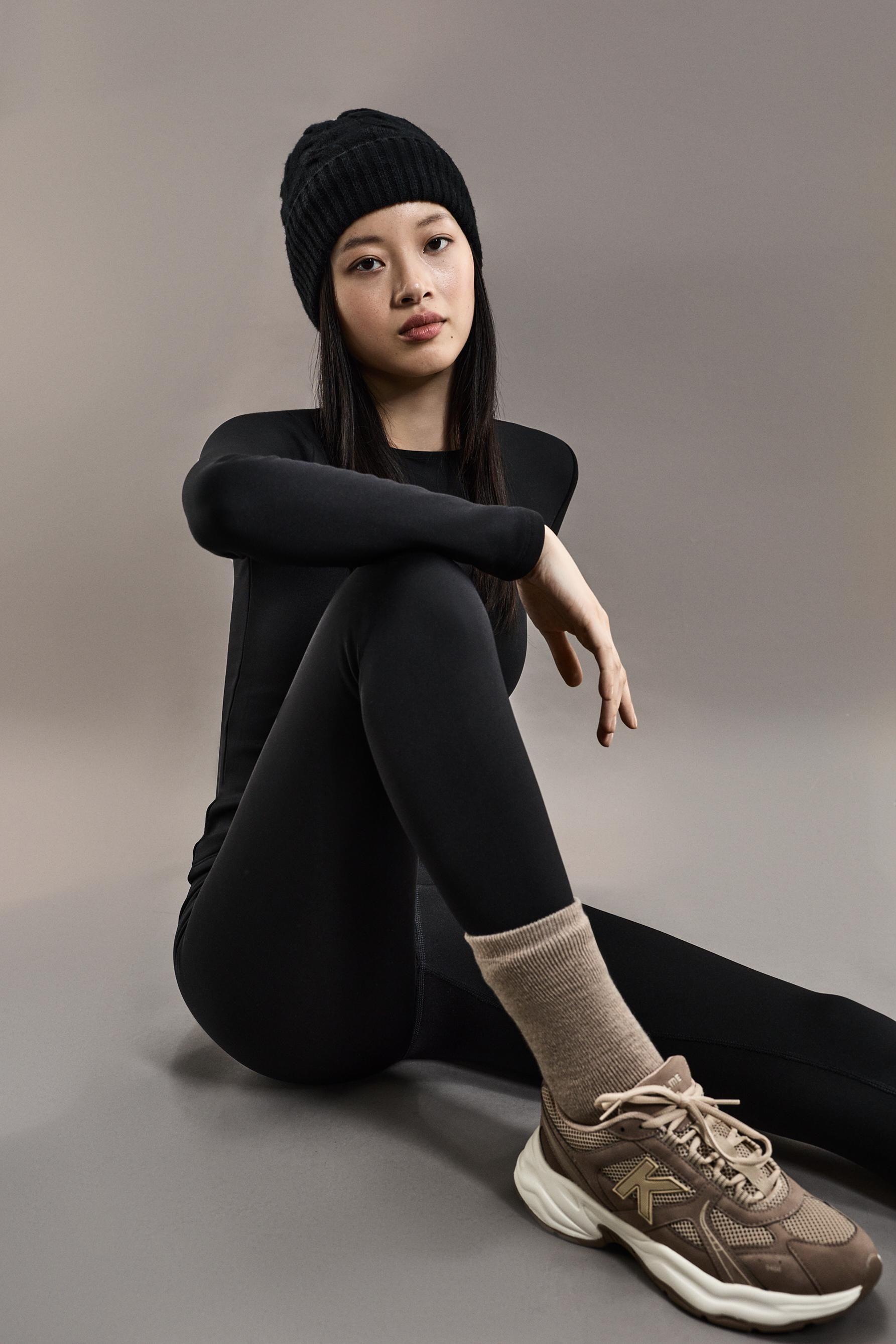Long socks with 14% wool (Pack of 2) — BEIGE/BROWN