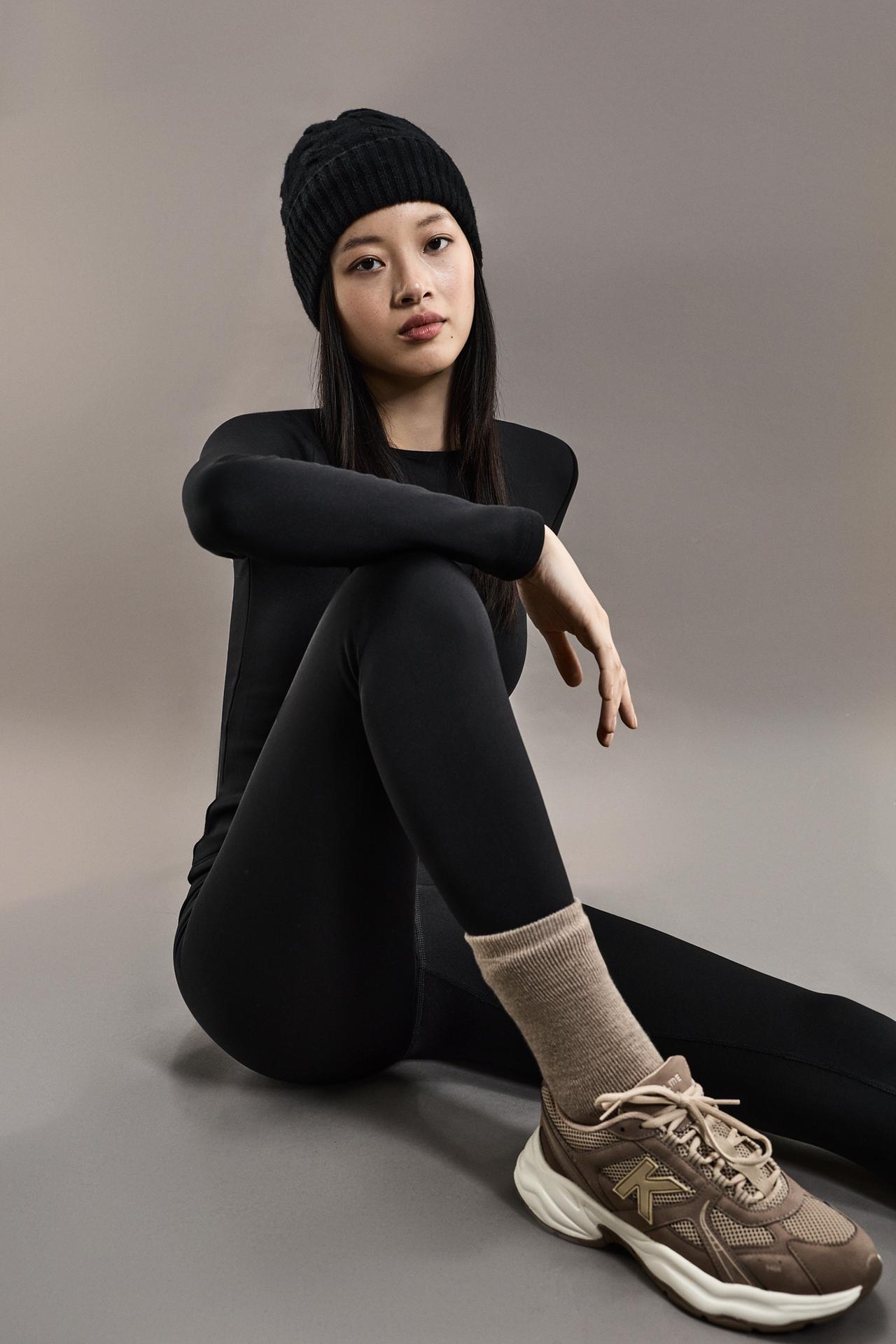 Long socks with 14% wool (Pack of 2) — BEIGE/BROWN