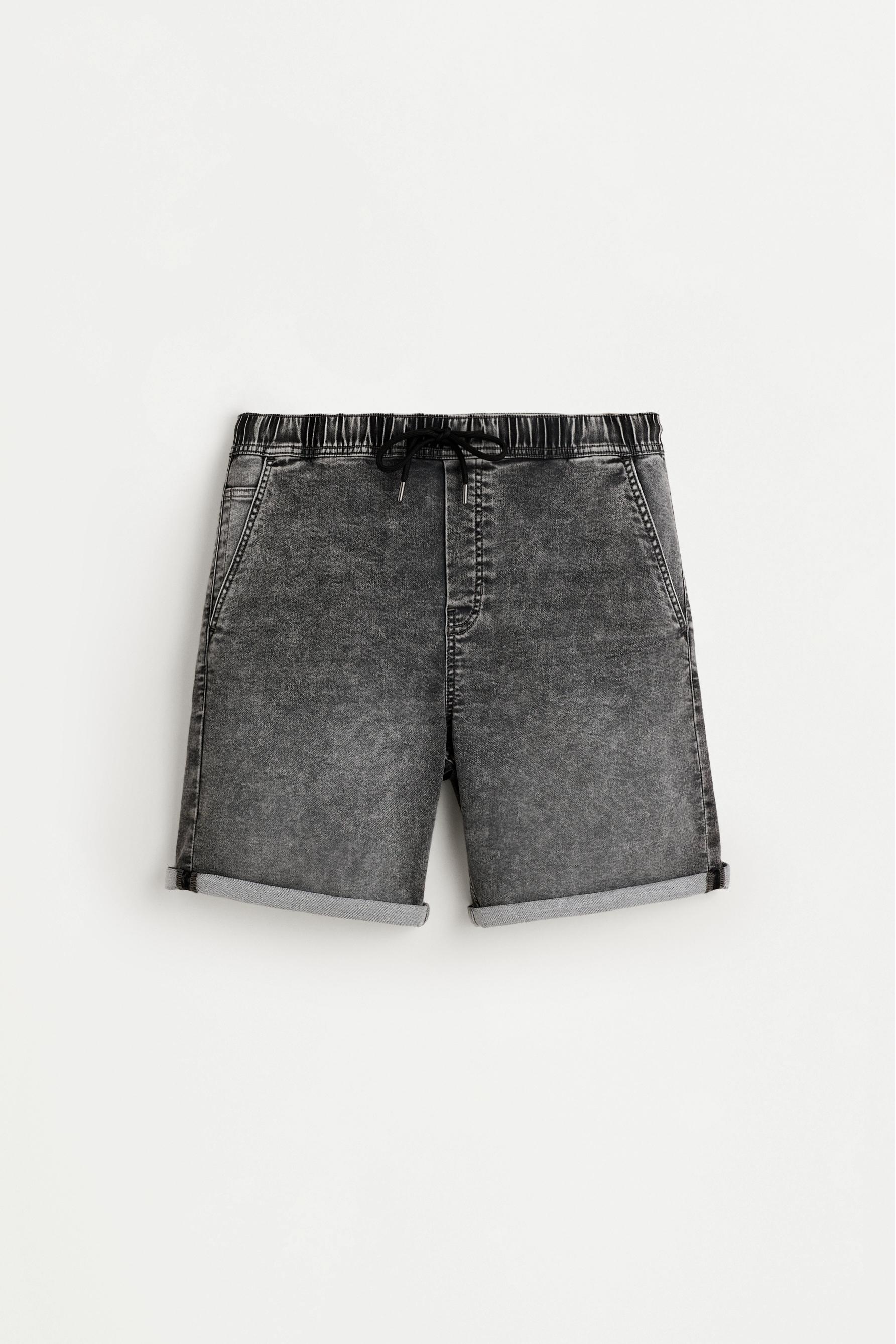 Denim jogger Bermuda shorts — CHARCOAL