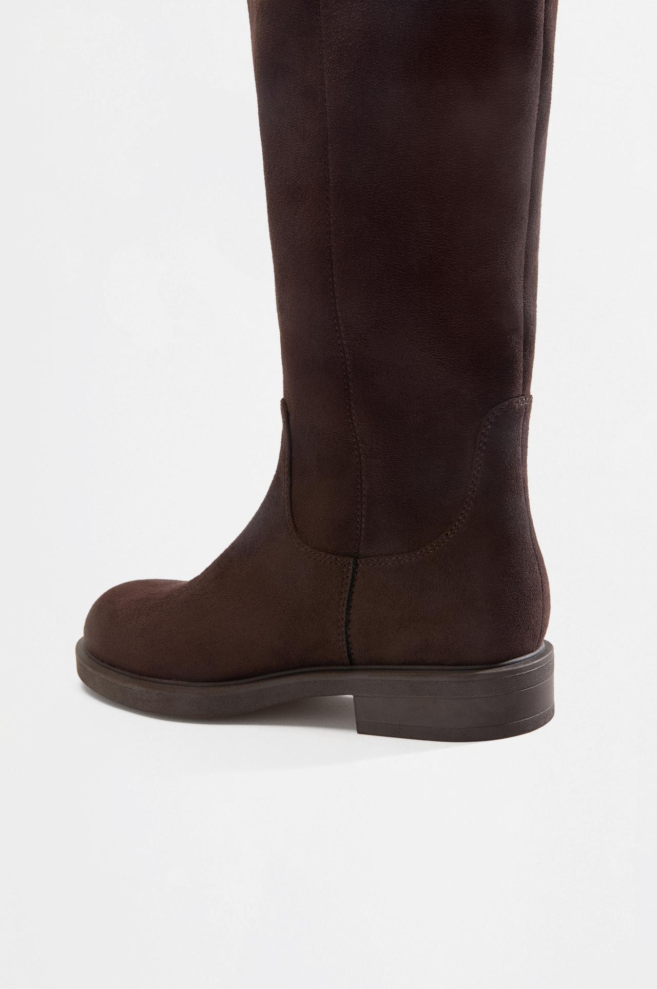 Faux suede riding boots — BROWN