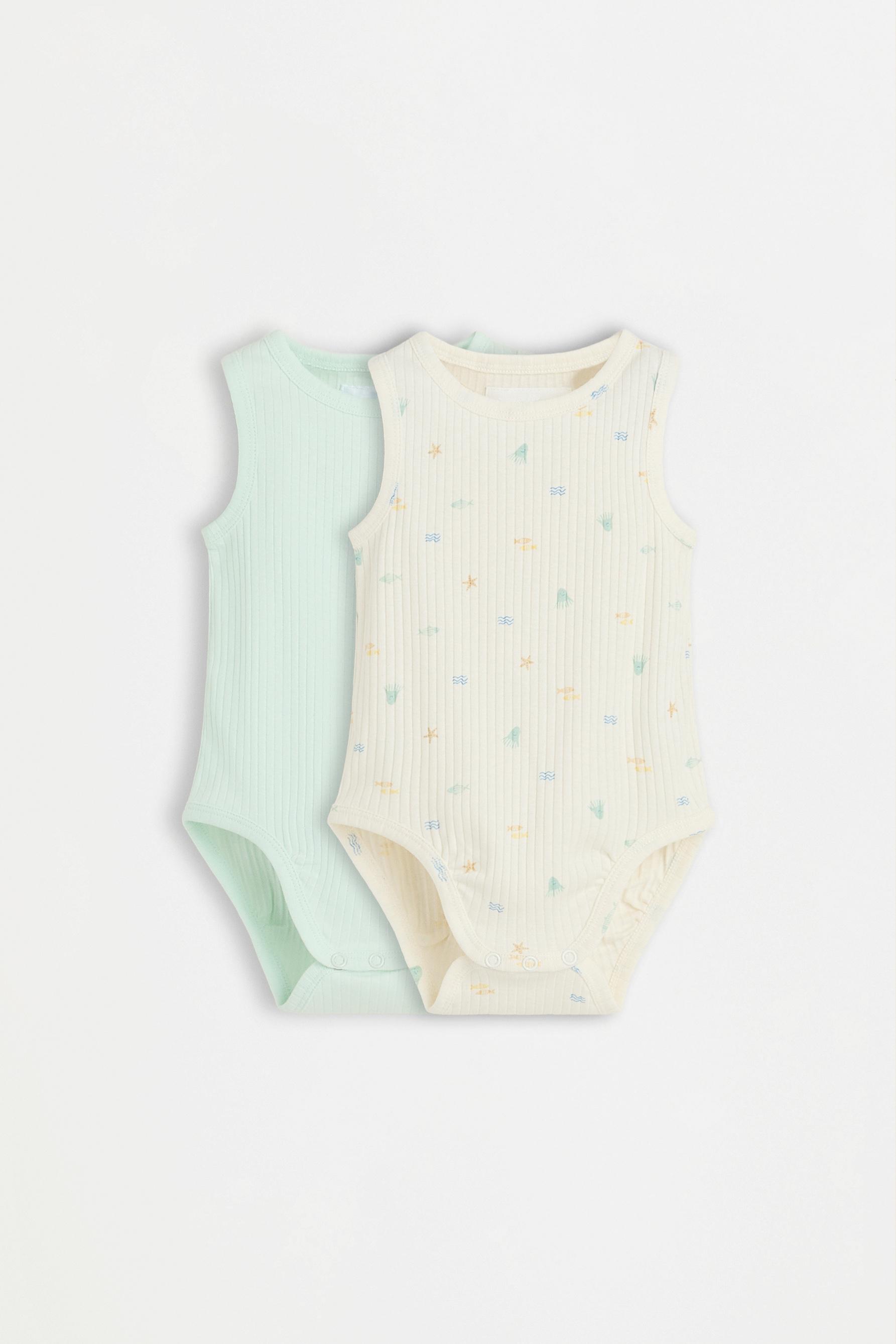 Pack of 2 combined sleeveless bodysuits — MINT GREEN