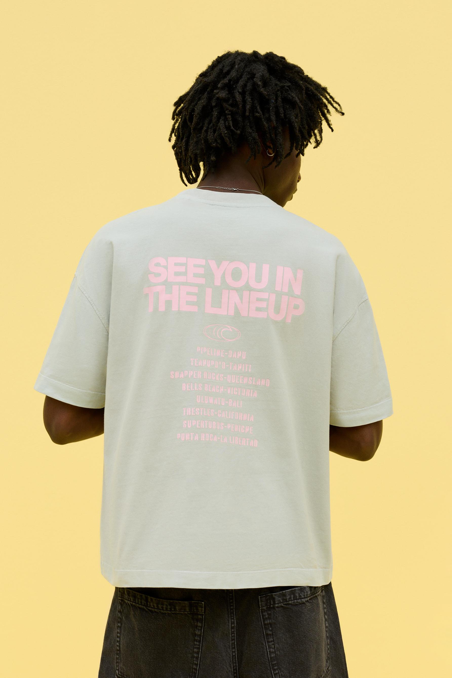 Faded effect printed T-shirt — STEEL