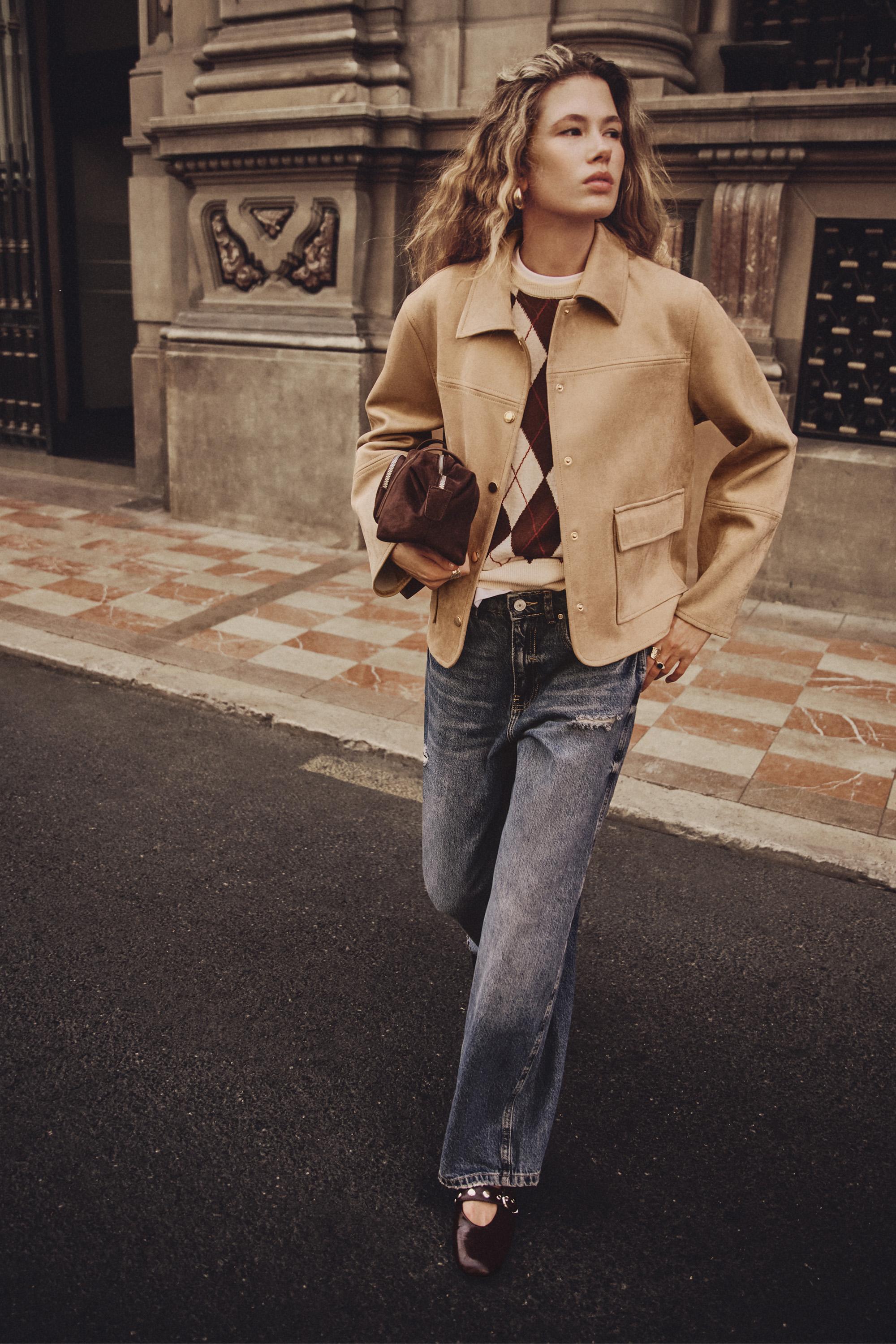 Faux suede jacket — GREY