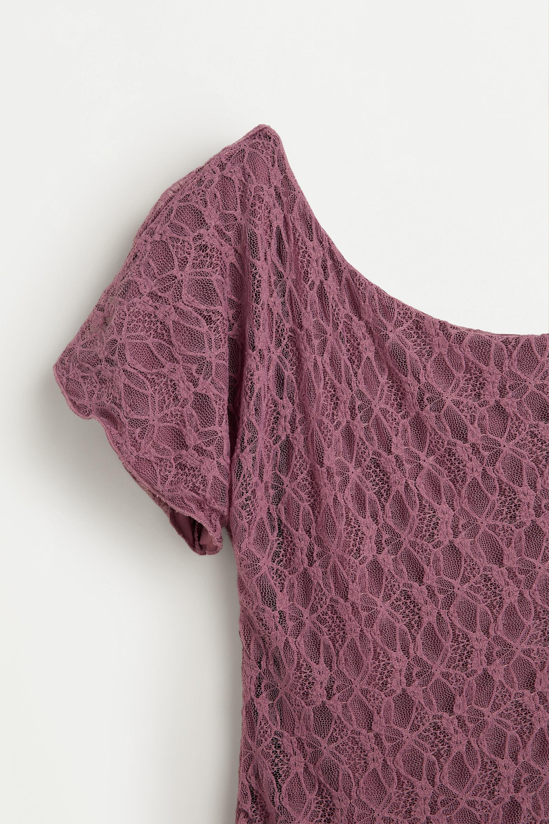 Asymmetric lace dress — DARK MAUVE