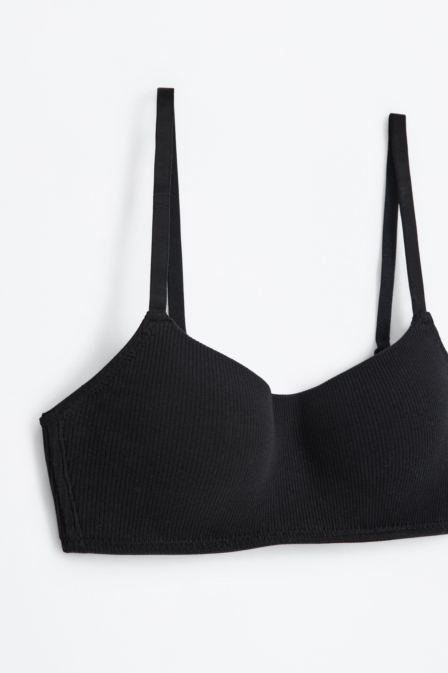 Ribbed pre-shaped bra — BLACK