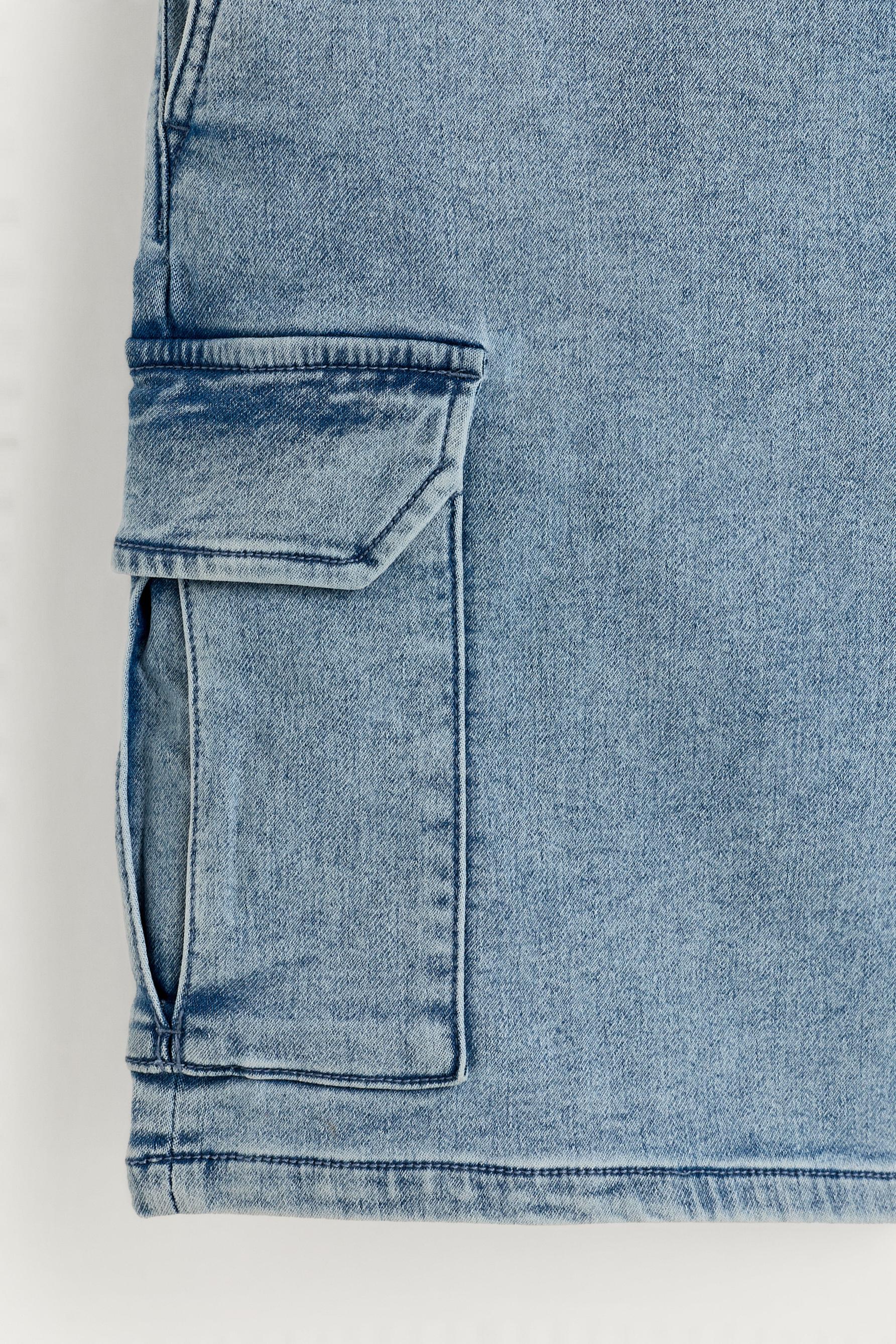 Denim cargo jogger Bermuda shorts — PALE BLUE