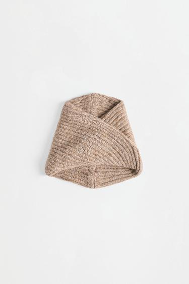 Ribbed knit snood — BROWN 1