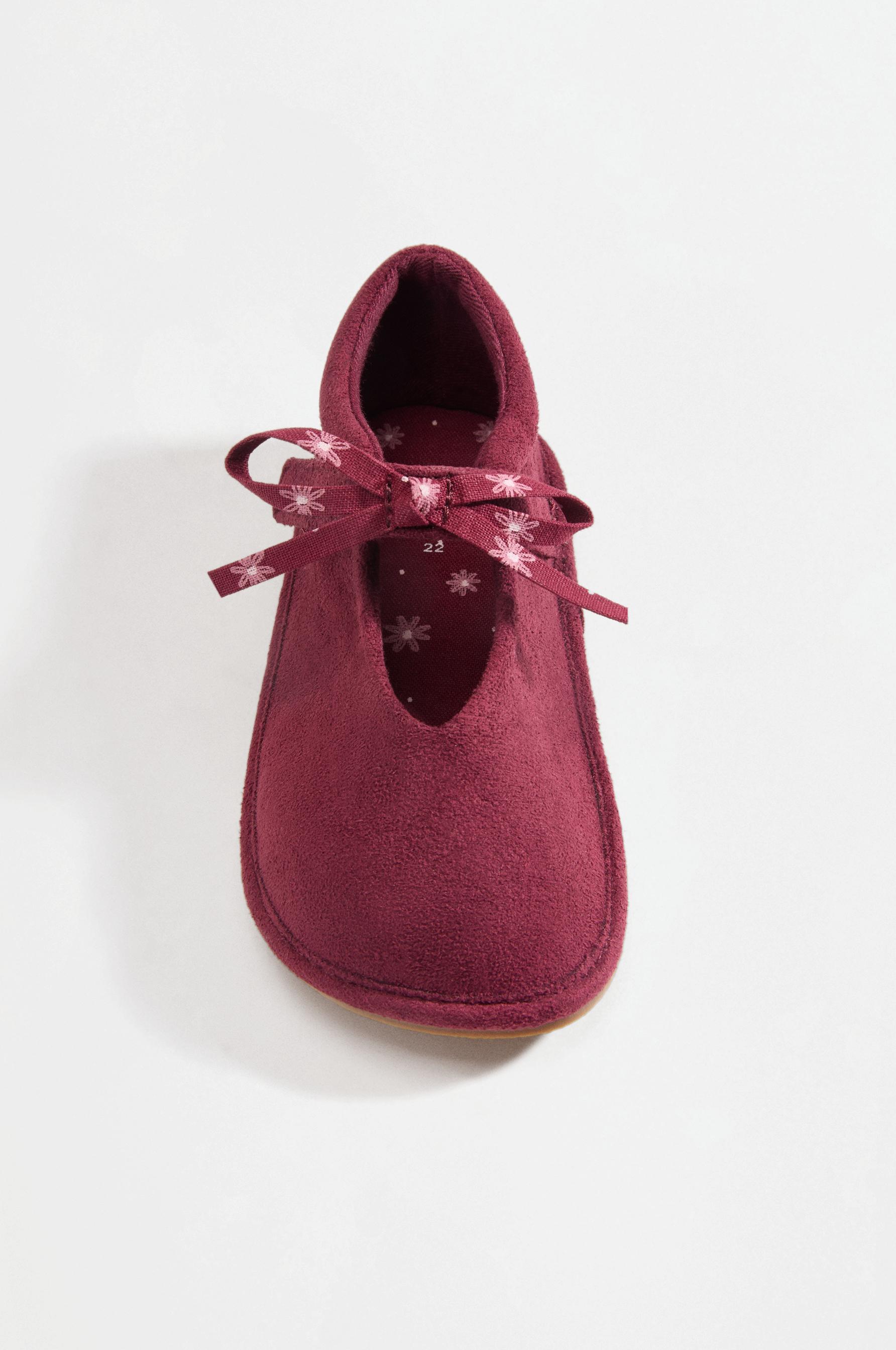 Barefoot ballet flats with bow detail — BURGUNDY