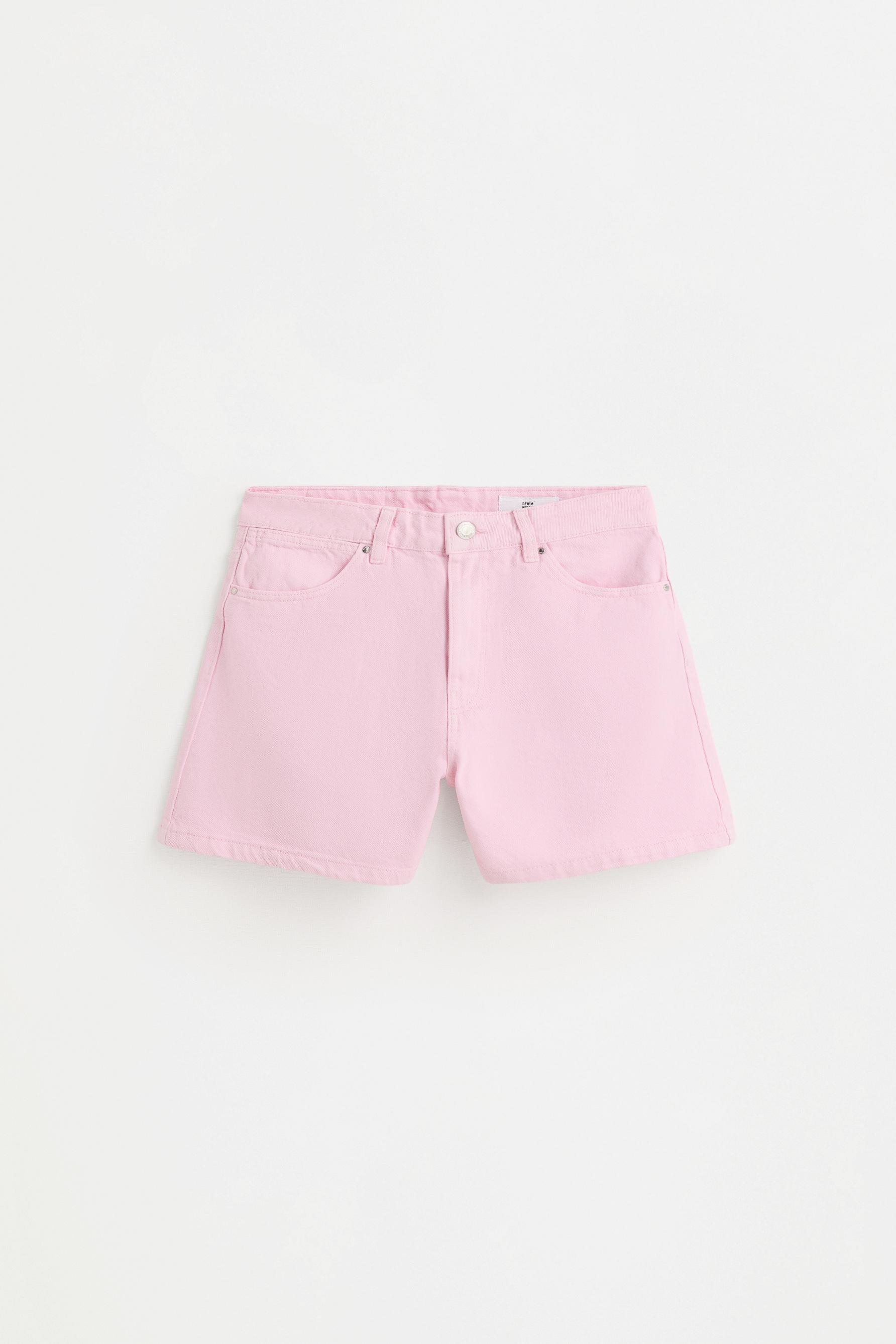Basic mom fit denim shorts — PINK
