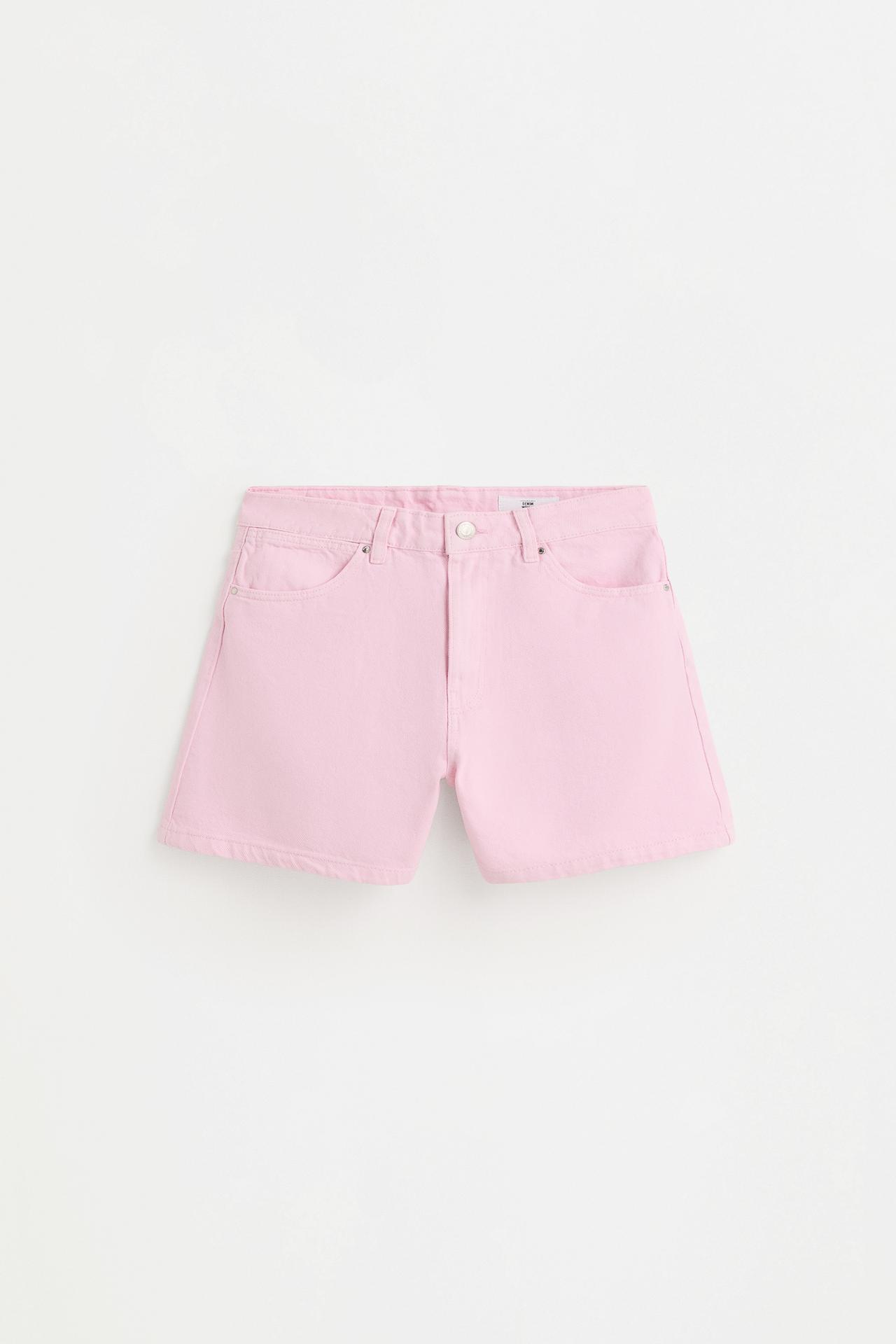 Basic mom fit denim shorts — PINK