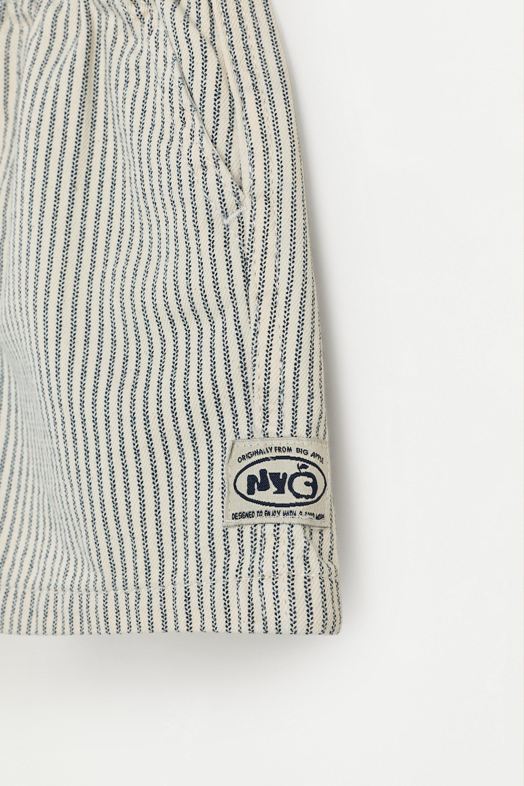 Striped denim jogger Bermuda shorts — BLUE TONES