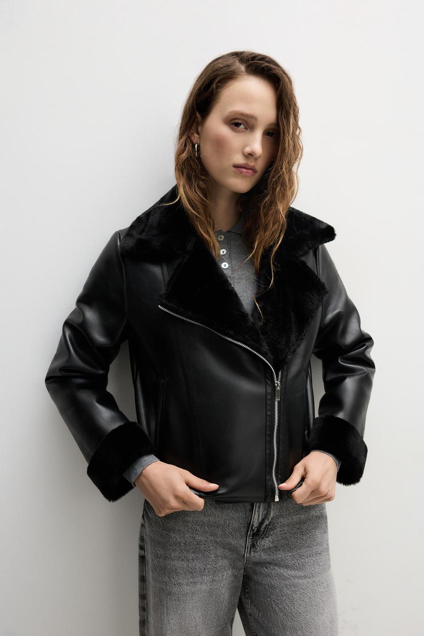 Efecto Piel Chamarra Lefties Cazadora Efecto Piel Chaqueta