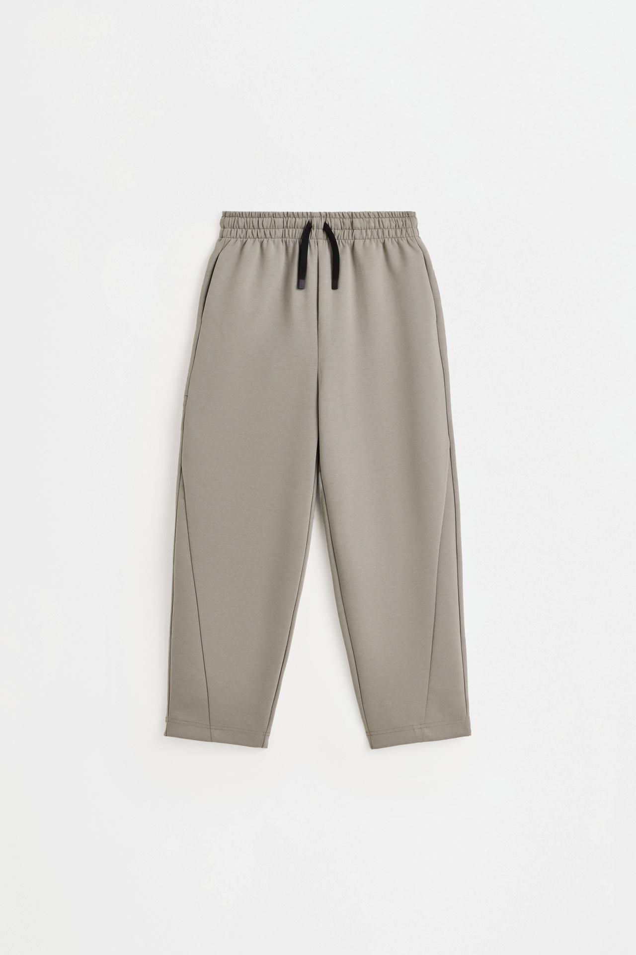 Neoprene-effect trousers — PALE KHAKI