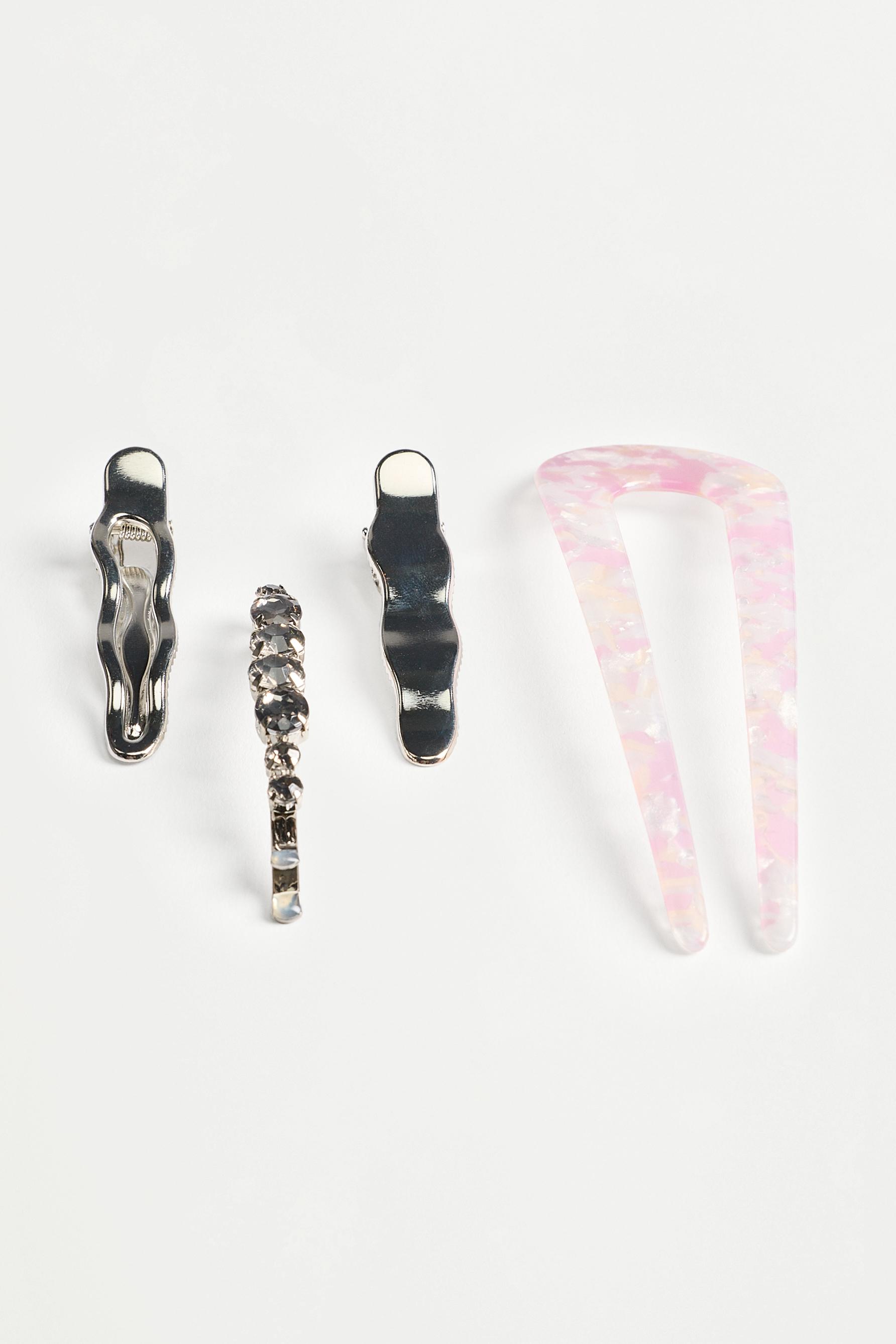 Assorted fur clips (Pack of 4) — WHITE