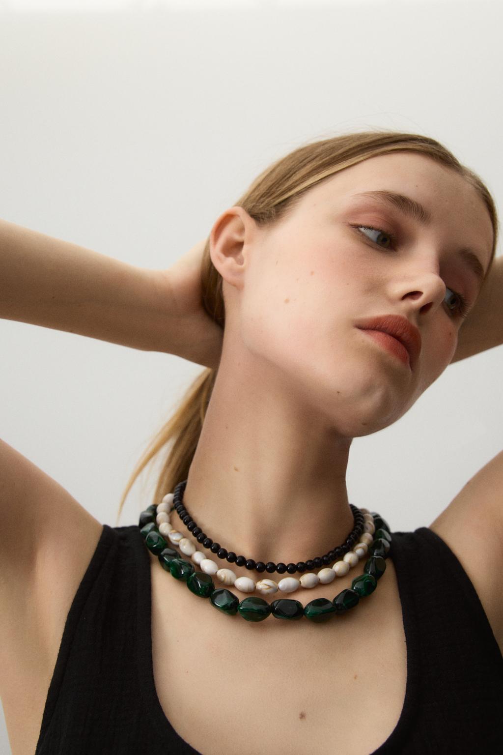 Multi-strand necklace with beads