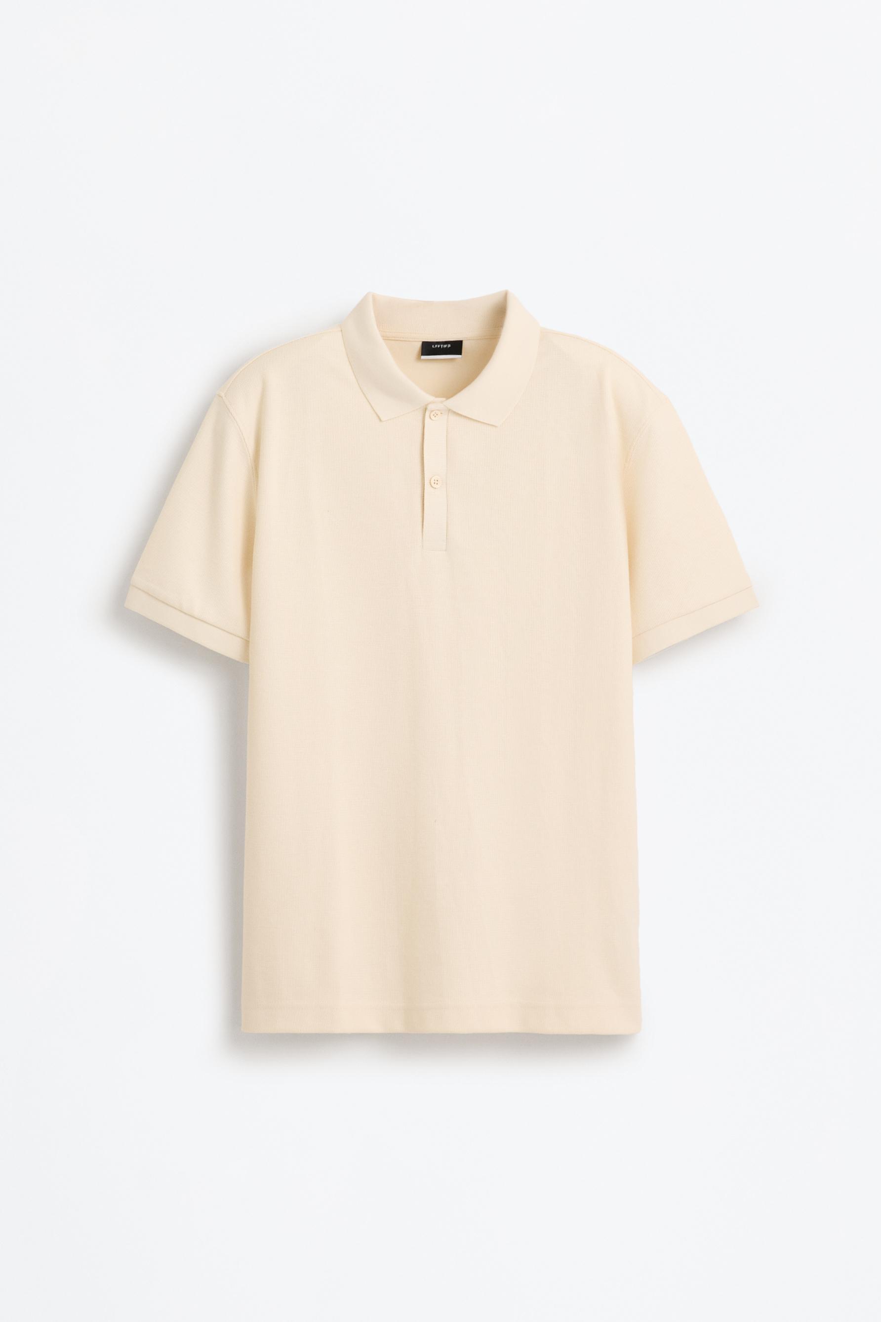 Basic textured polo shirt — ECRU