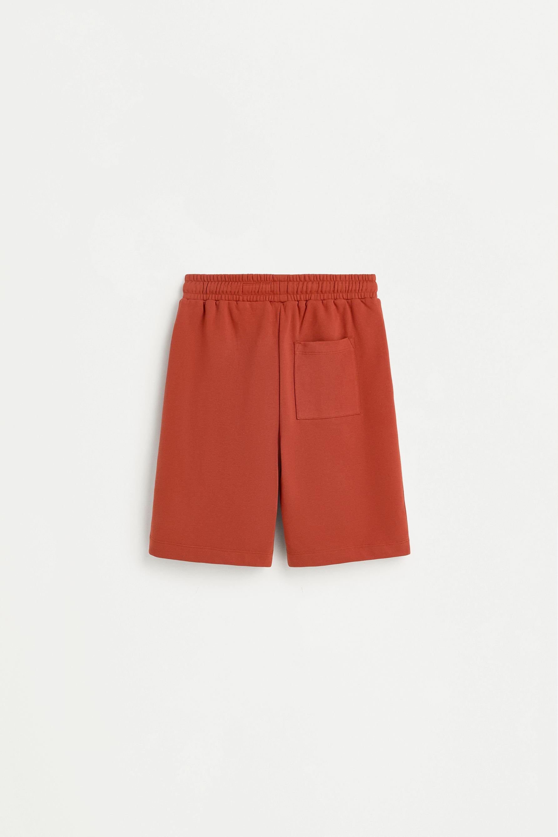 Plush Bermuda shorts with text — DARK PINK