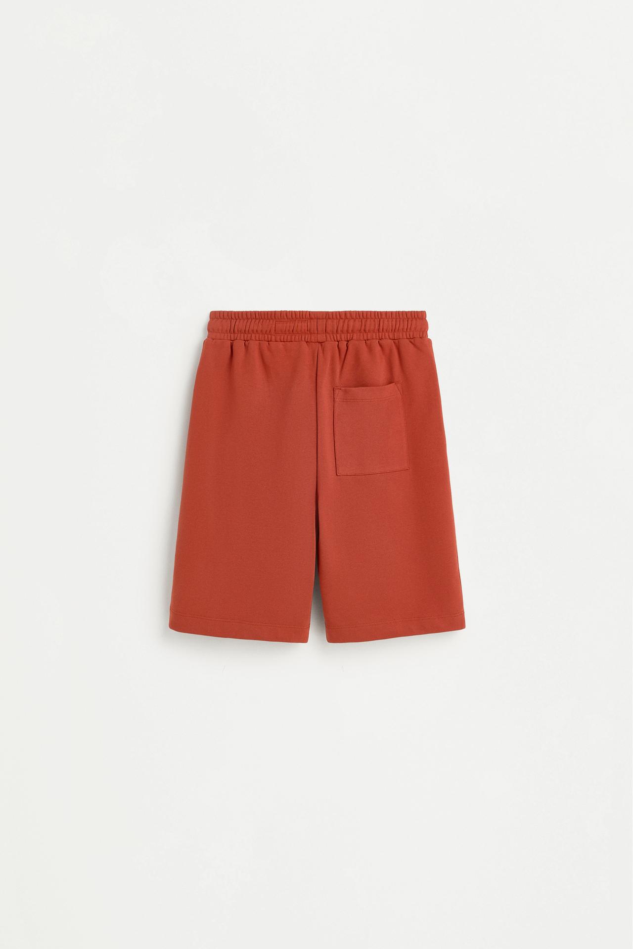 Plush Bermuda shorts with text — DARK PINK