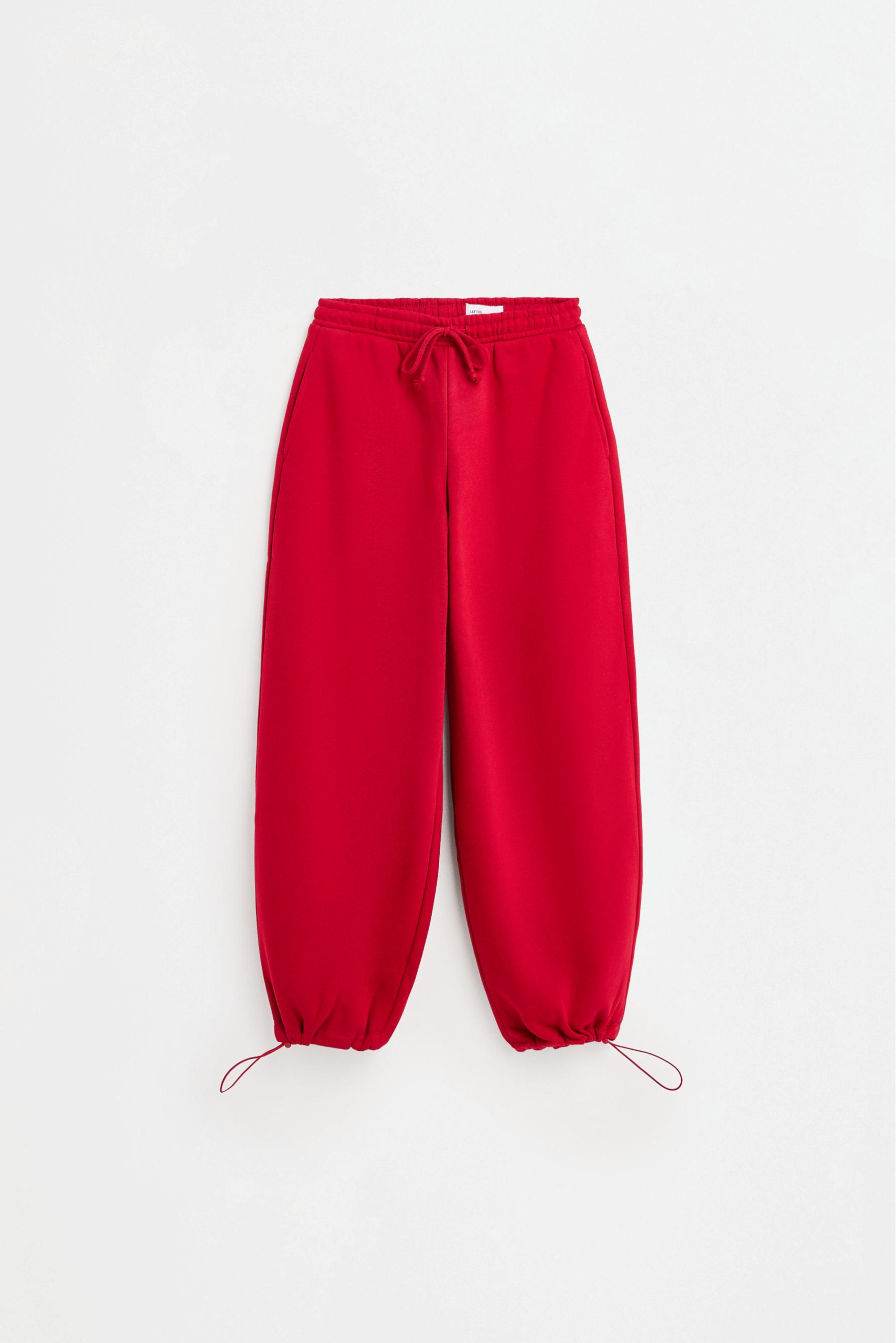 Barrel-leg plush trousers — RED