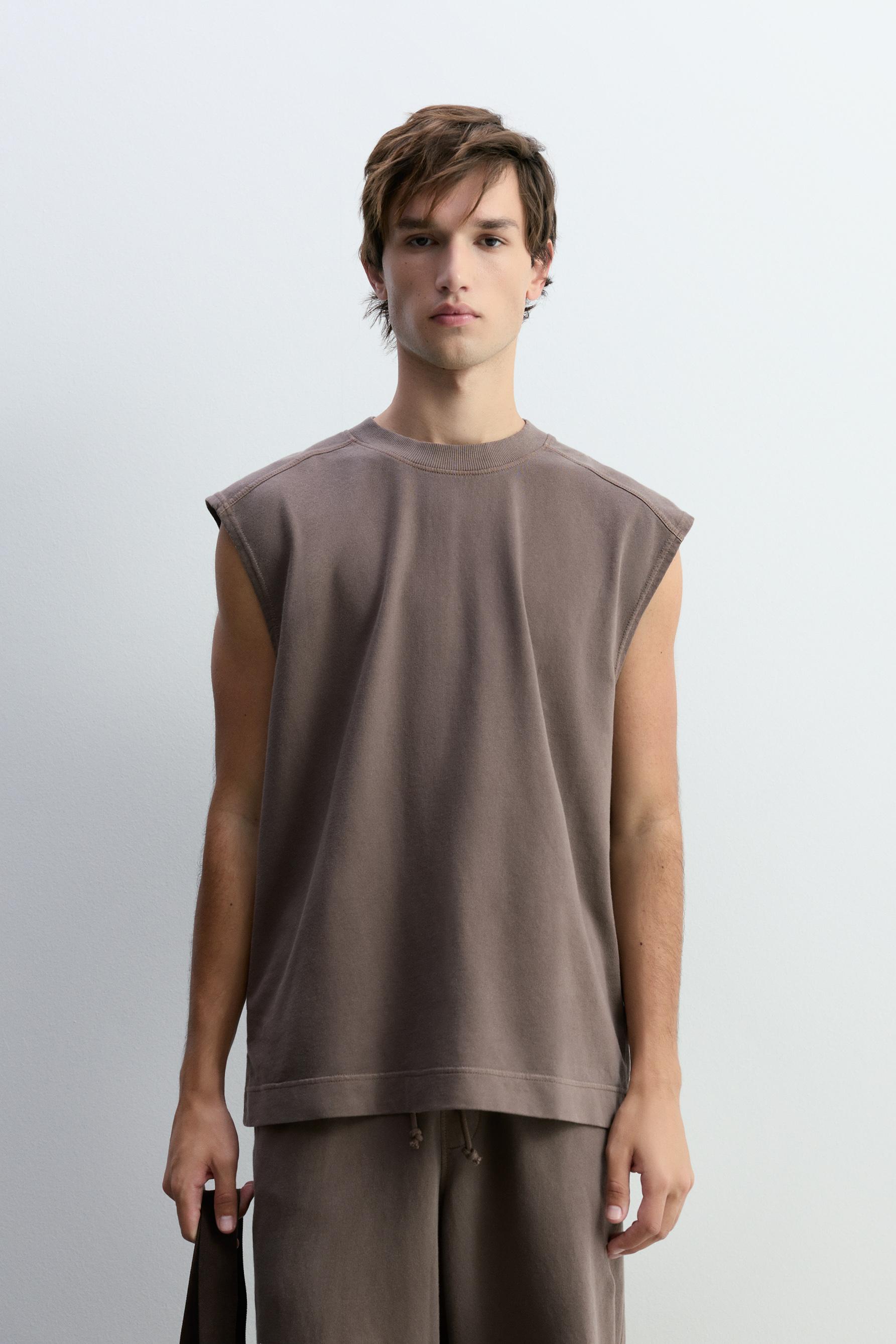 Camiseta sin mangas efecto lavado