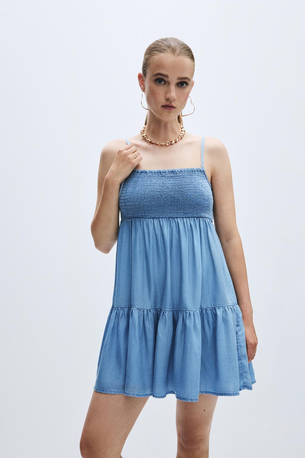 Vestido denim nido de abeja