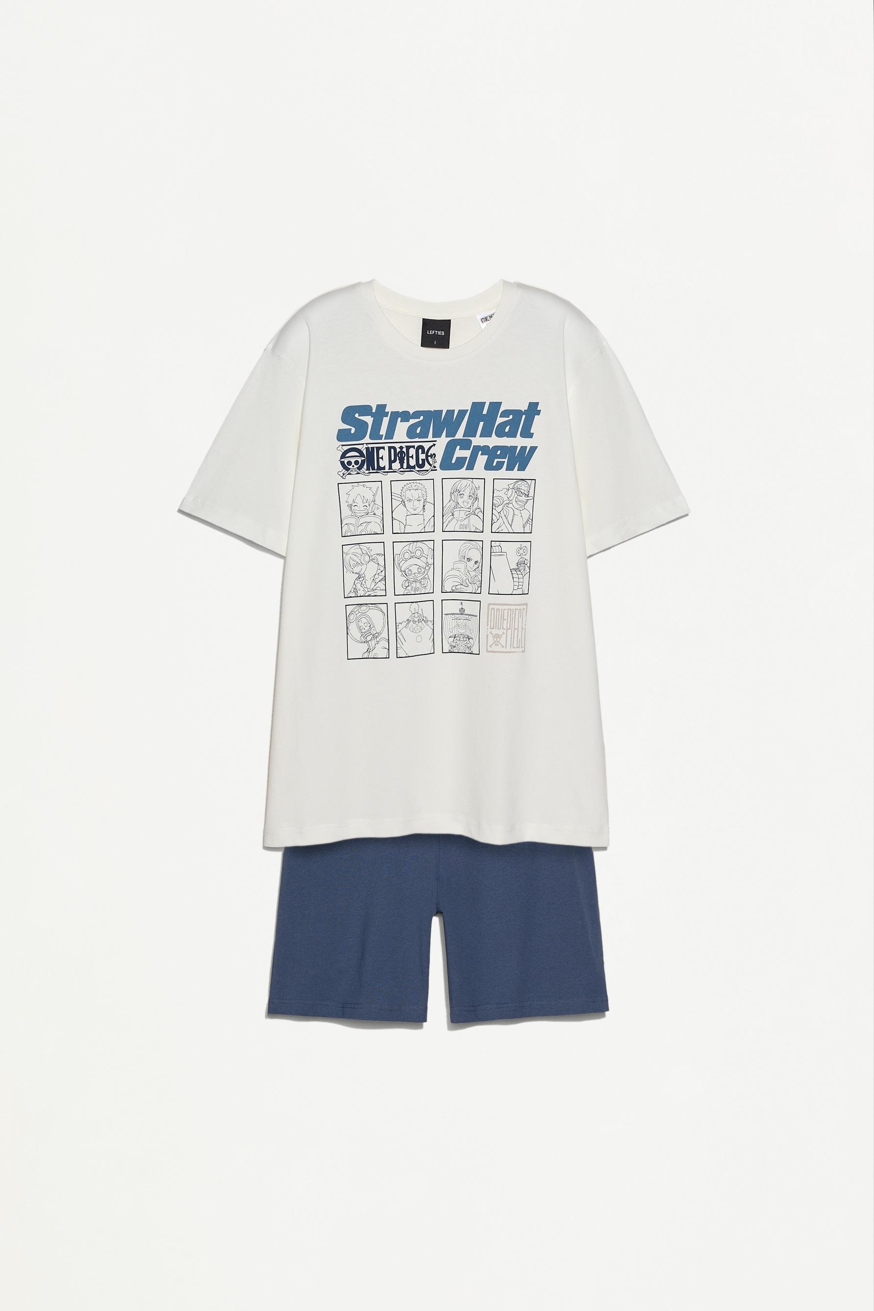 One Piece © Bird Studio baskılı ve şortlu pijama takımı