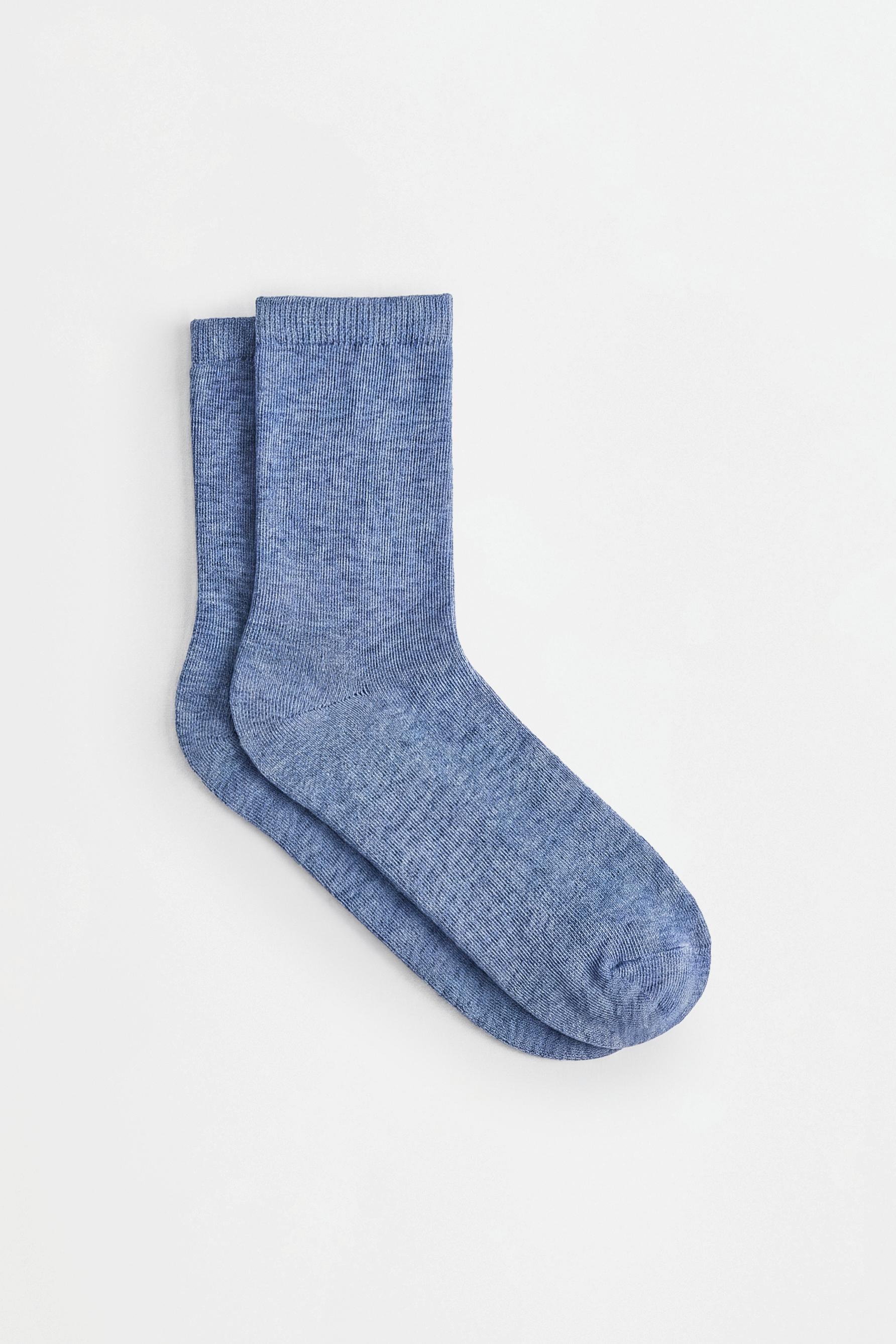 Plain long socks (10-pack) — BLUE/WHITE