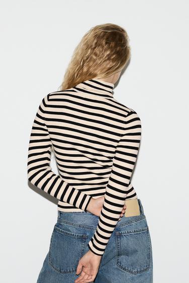 Ribbed high-neck sweater — WHITE/BLACK 4
