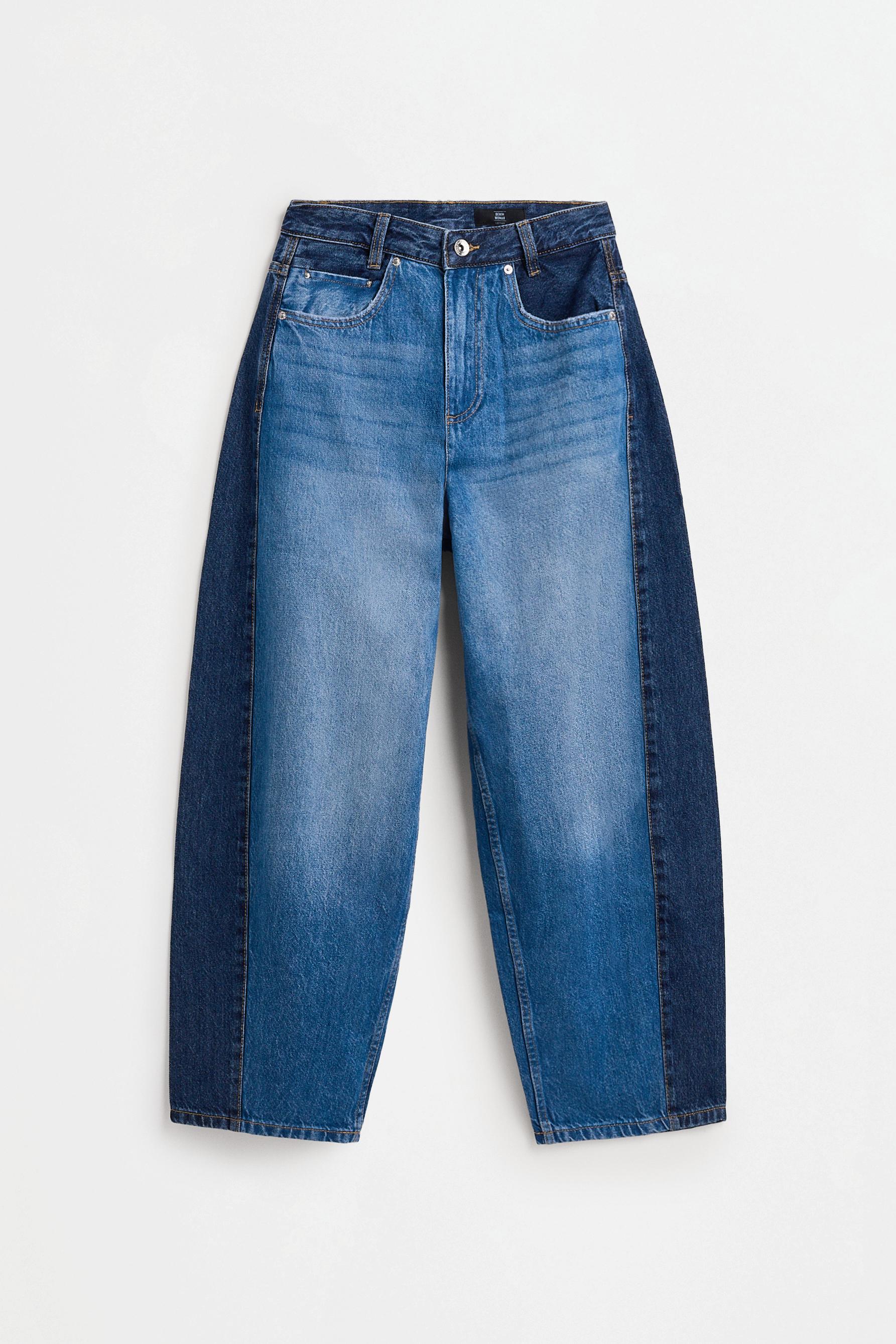 Contrast barrel jeans — DARK BLUE