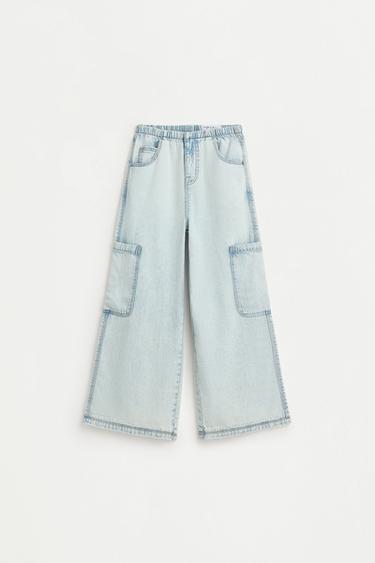 Wide-leg cargo jeans — FADED SKY BLUE 1