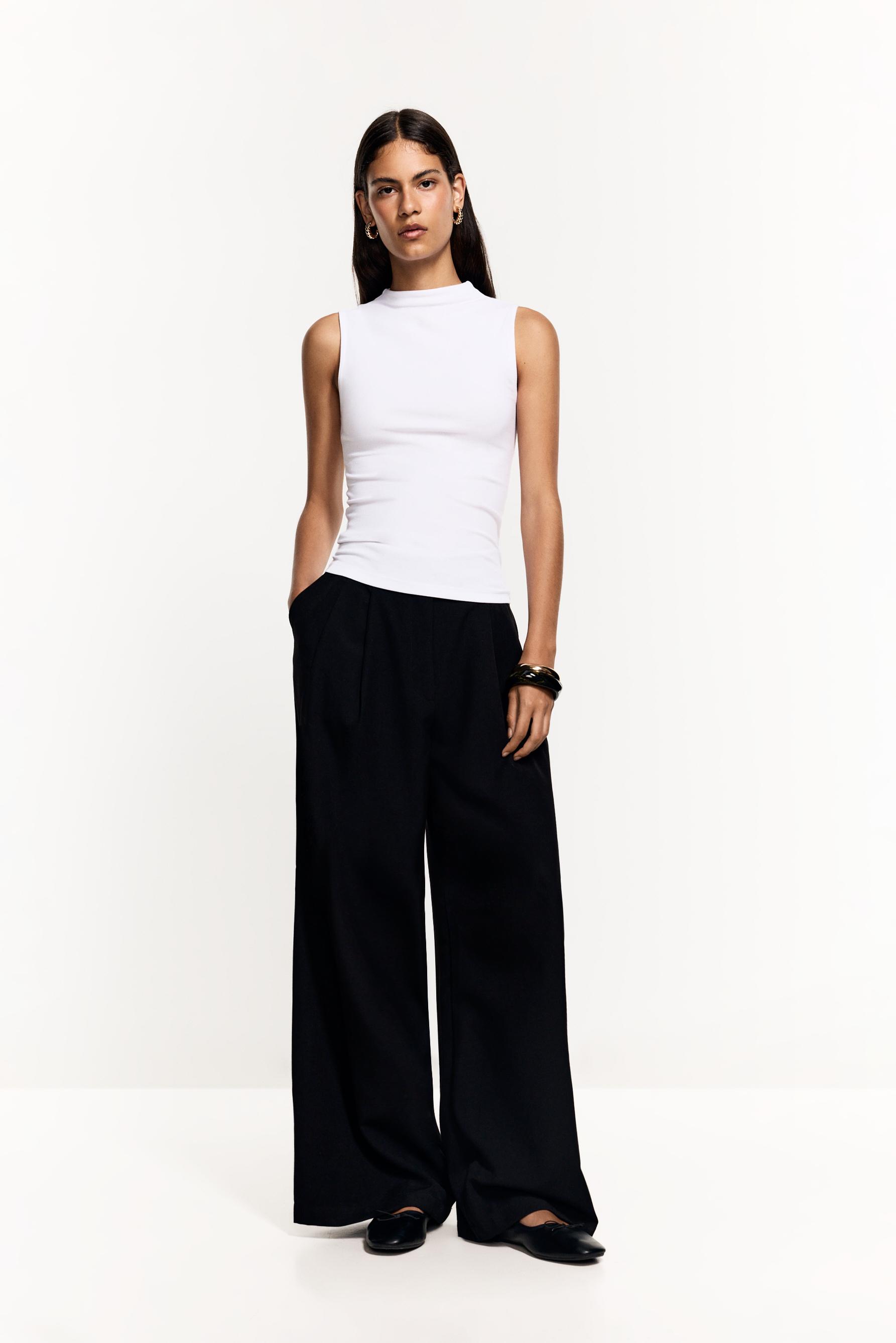 Mock neck top — WHITE