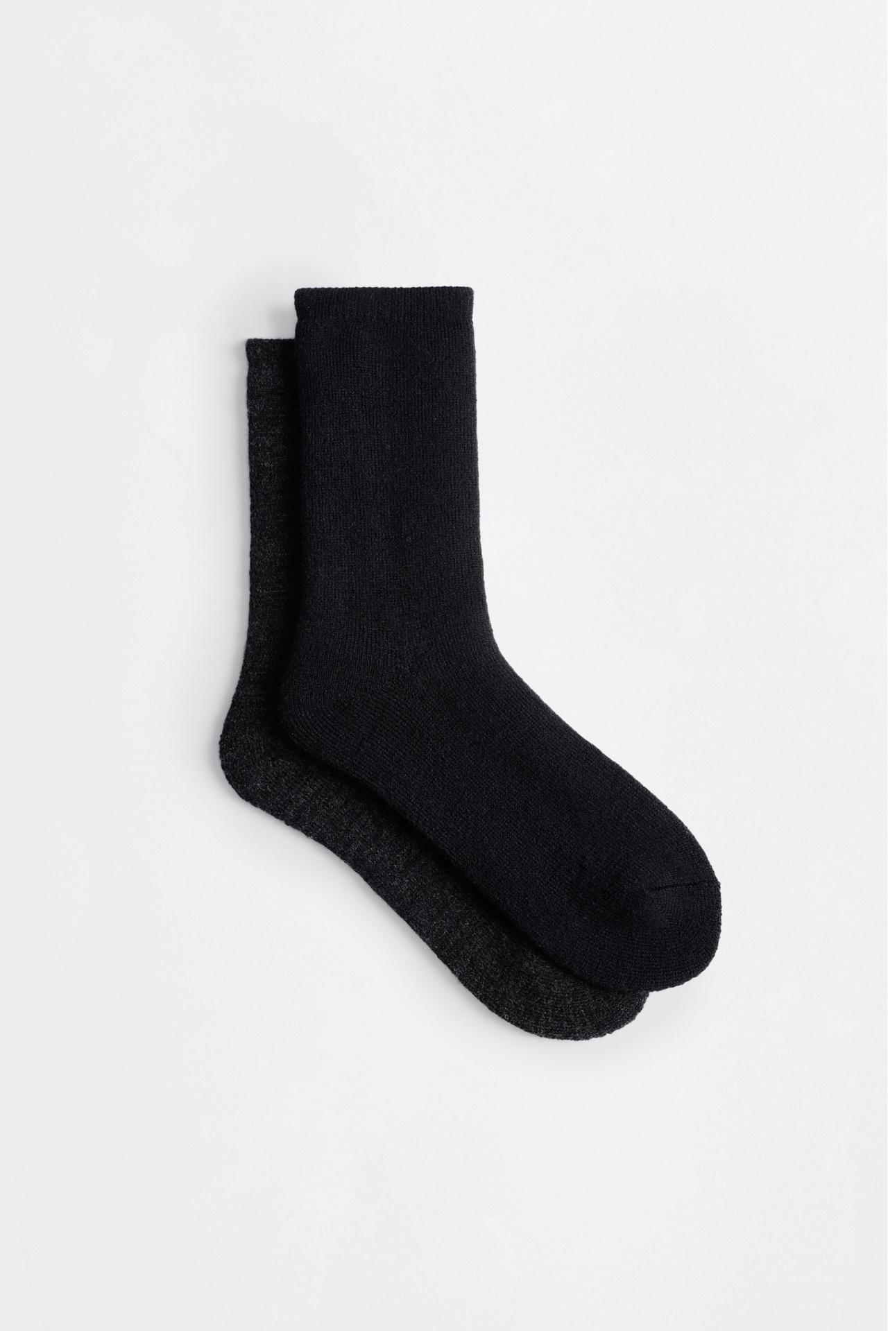 Long socks with 14% wool (Pack of 2) — BLACK MARL