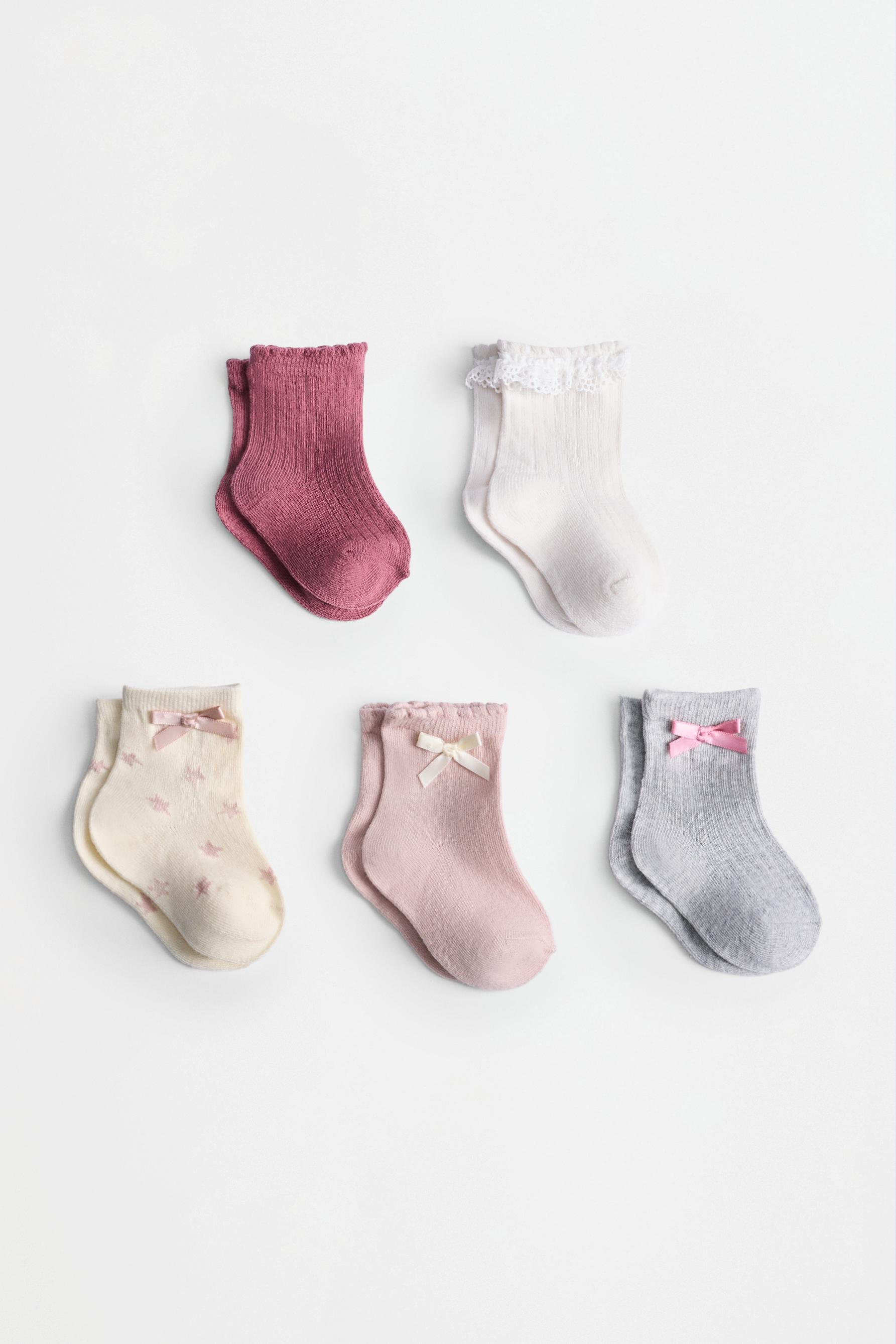Long socks with bows (5-pack) — GREY MARL