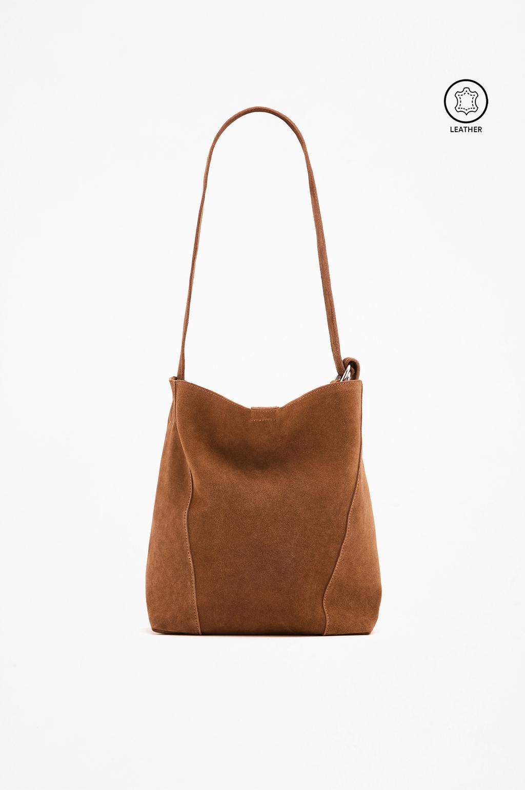 Leather bucket bag