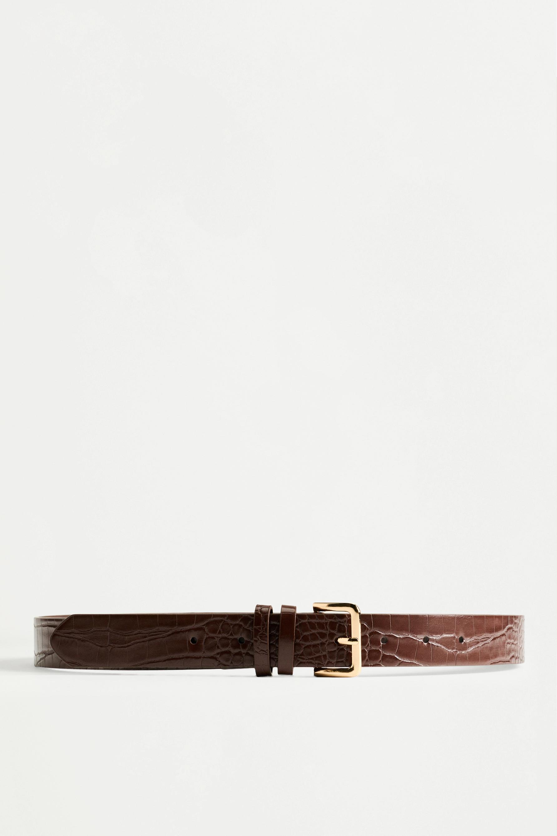 Crocodile belt — DARK BROWN