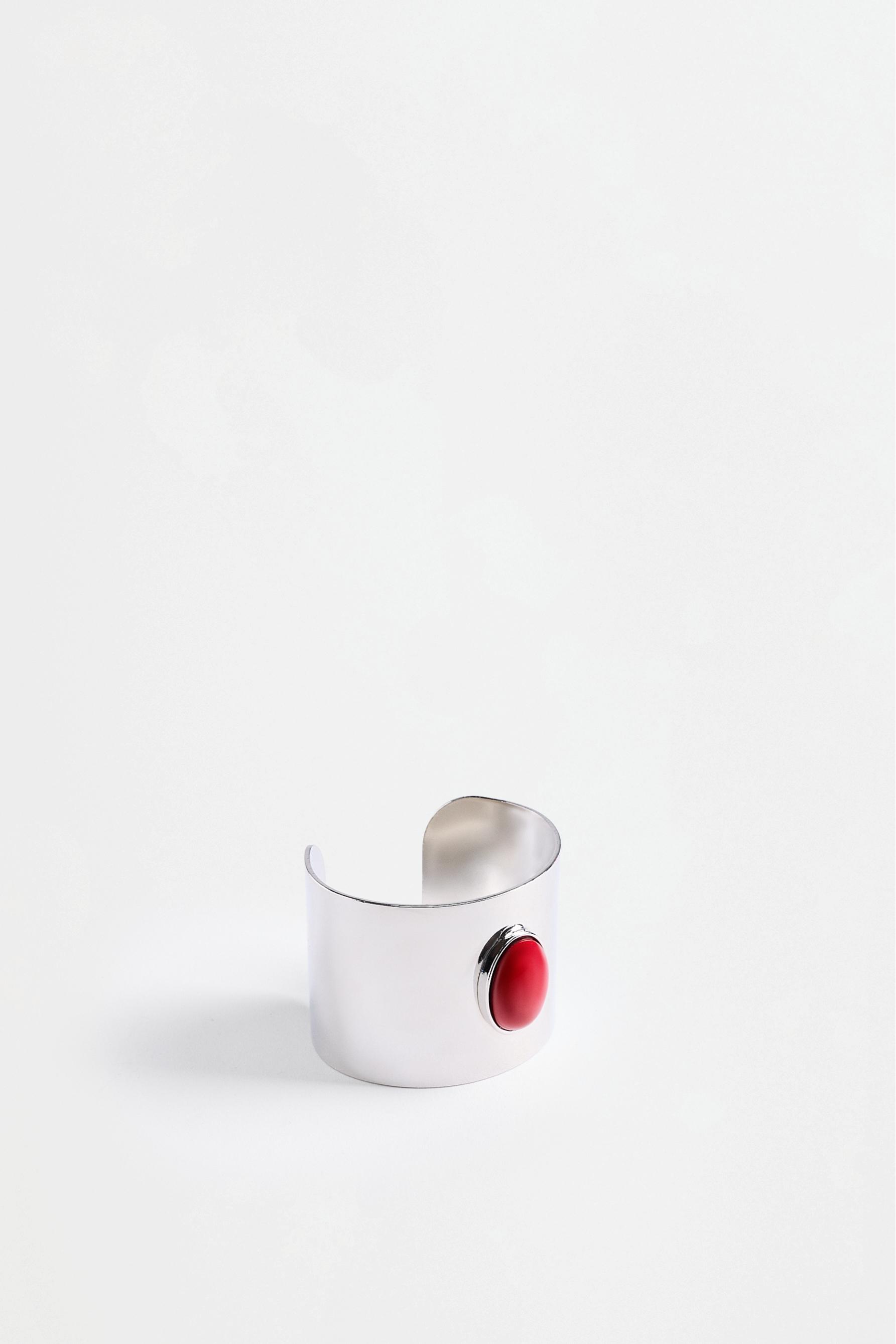 Wide bracelet with stone — SILVER