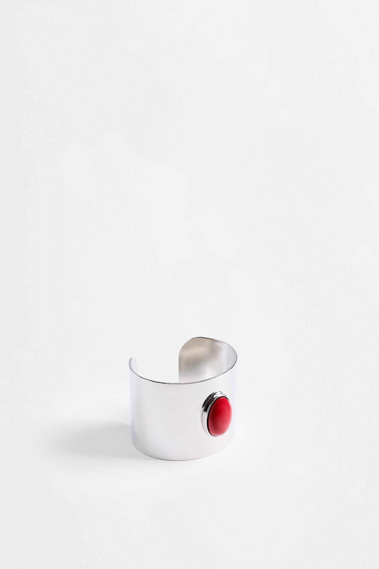 Wide bracelet with stone — SILVER