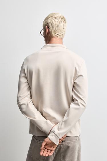 Long sleeve interlock polo shirt — VANILLA 4