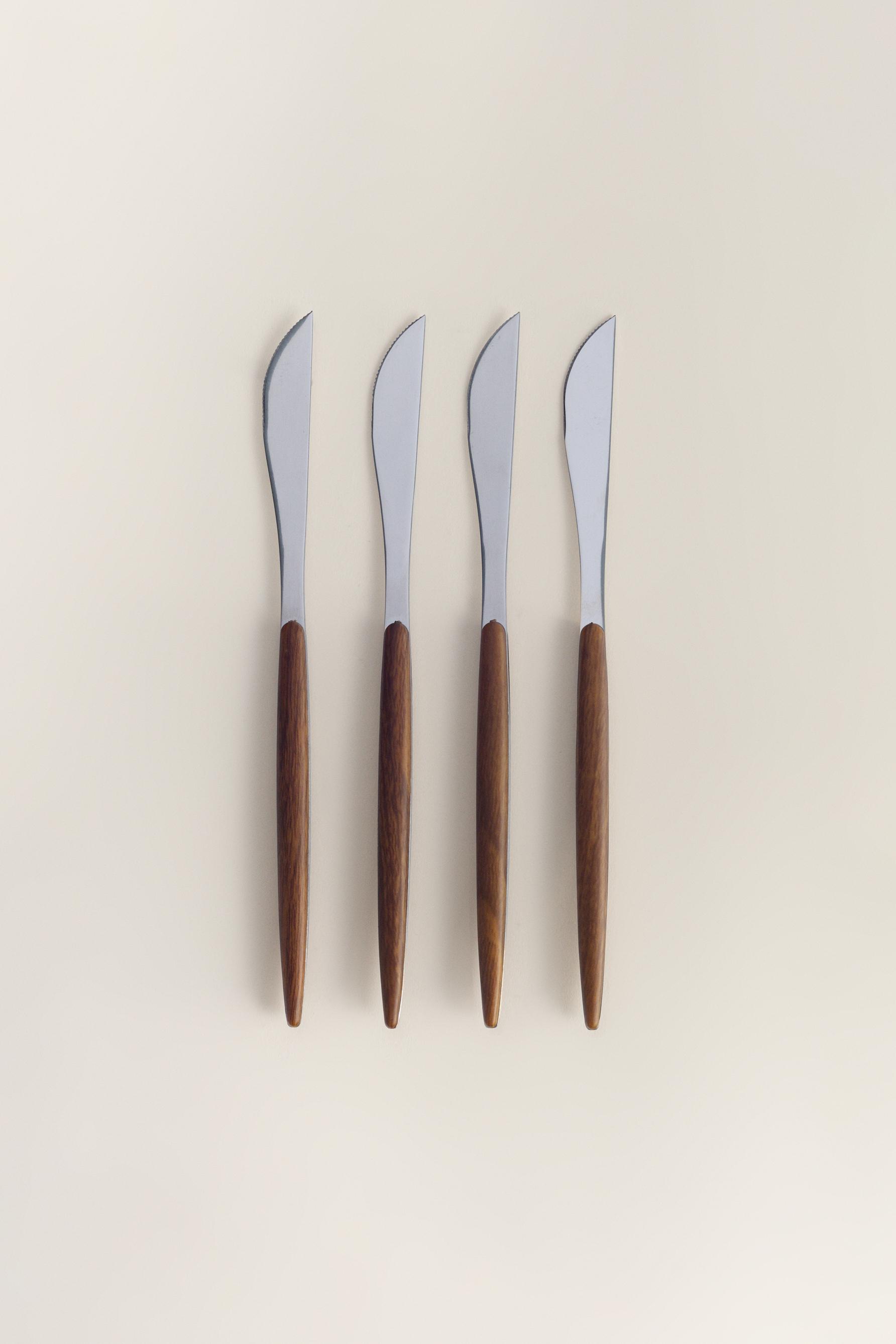 Pack 4 cuchillos efecto madera