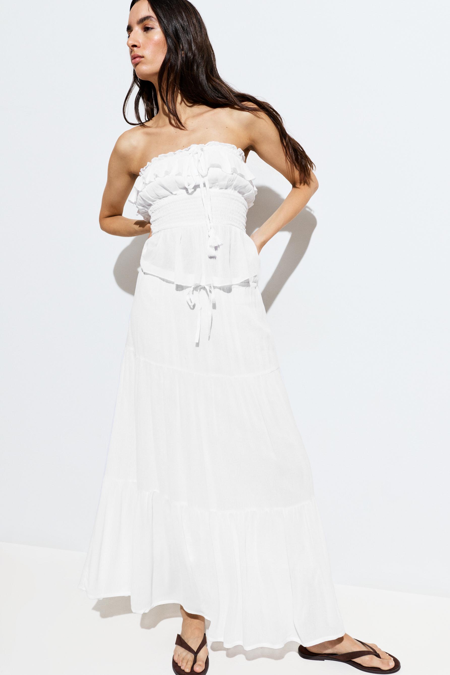 Basic textured midi skirt — WHITE