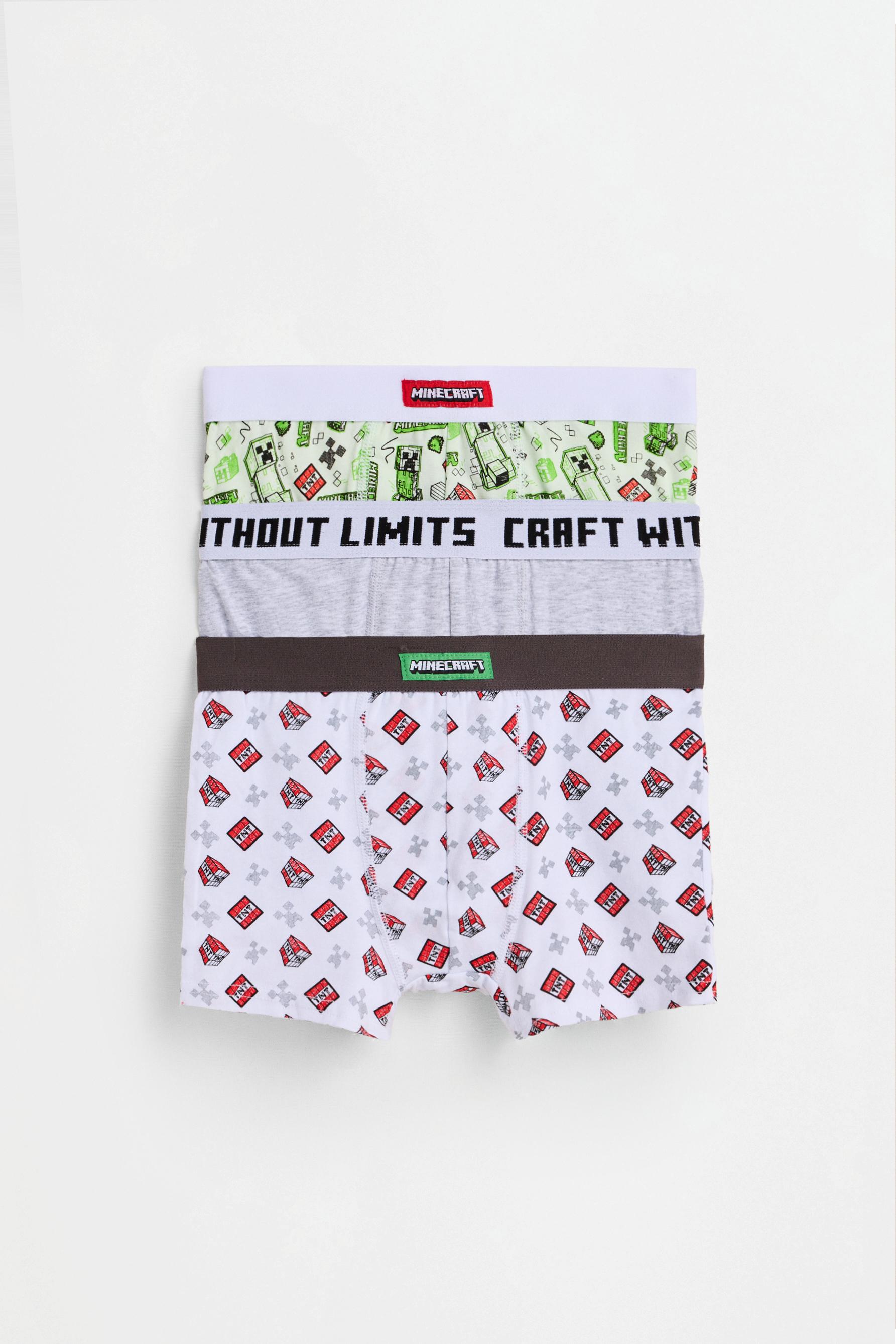 Minecraft boxer briefs (3-pack) — PALE GREY