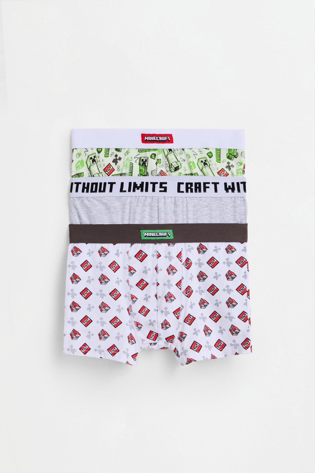 Minecraft boxer briefs (3-pack) — PALE GREY