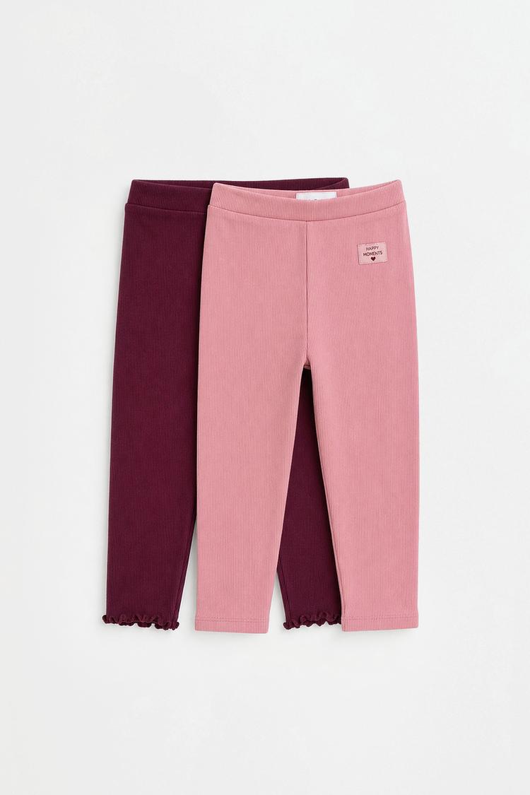 Pack of 2 ribbed leggings — DUSTY PINK