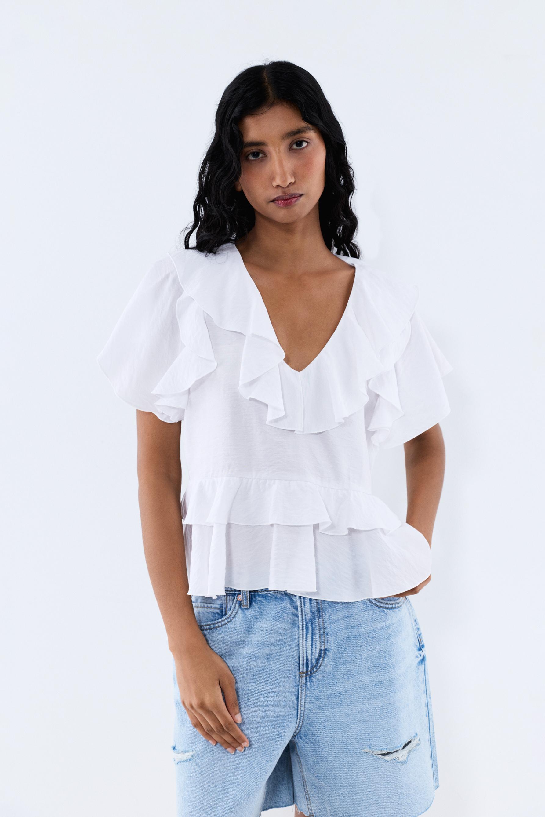 Ruffled Blouse — WHITE