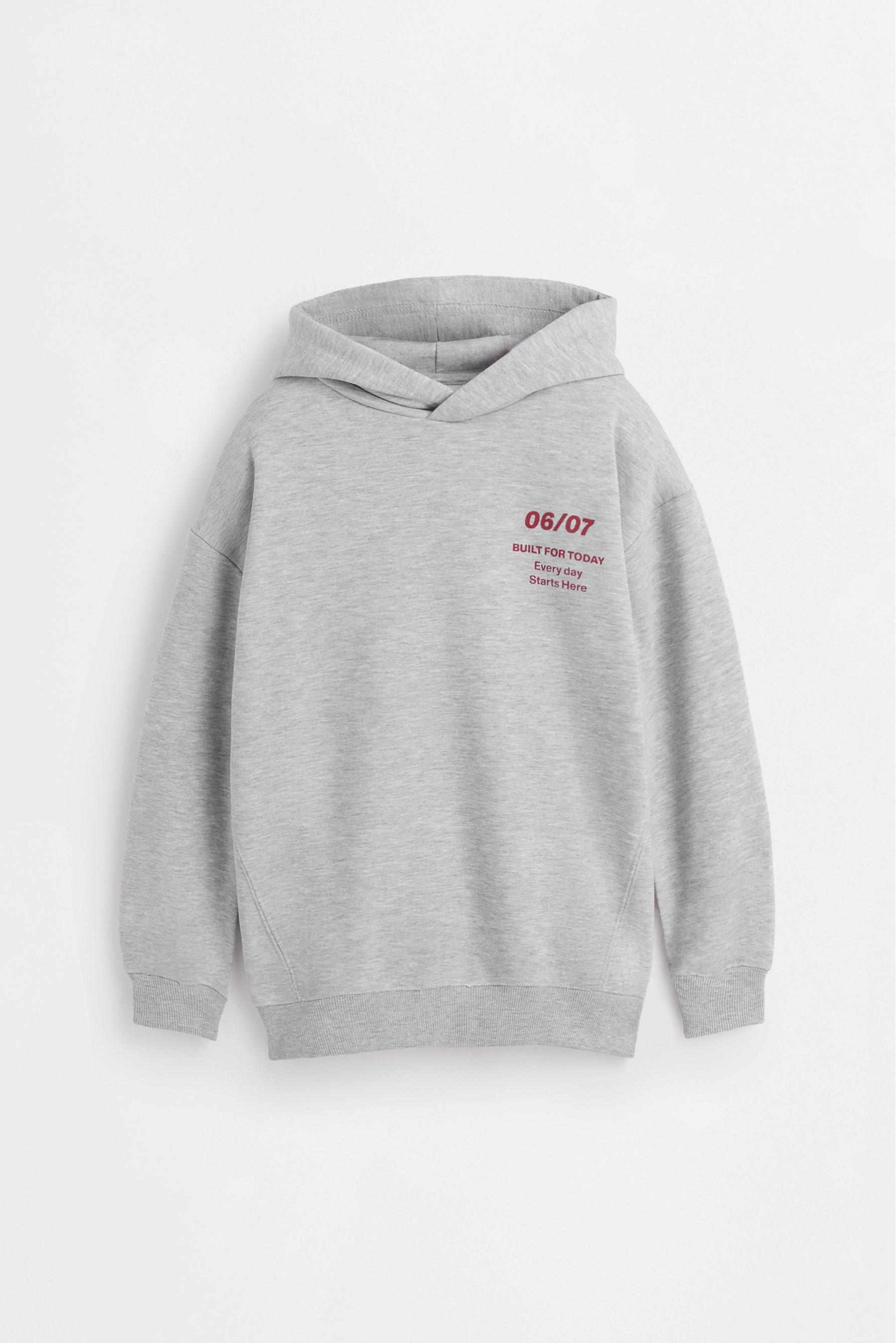 Maxi-print back hoodie — GREY MARL
