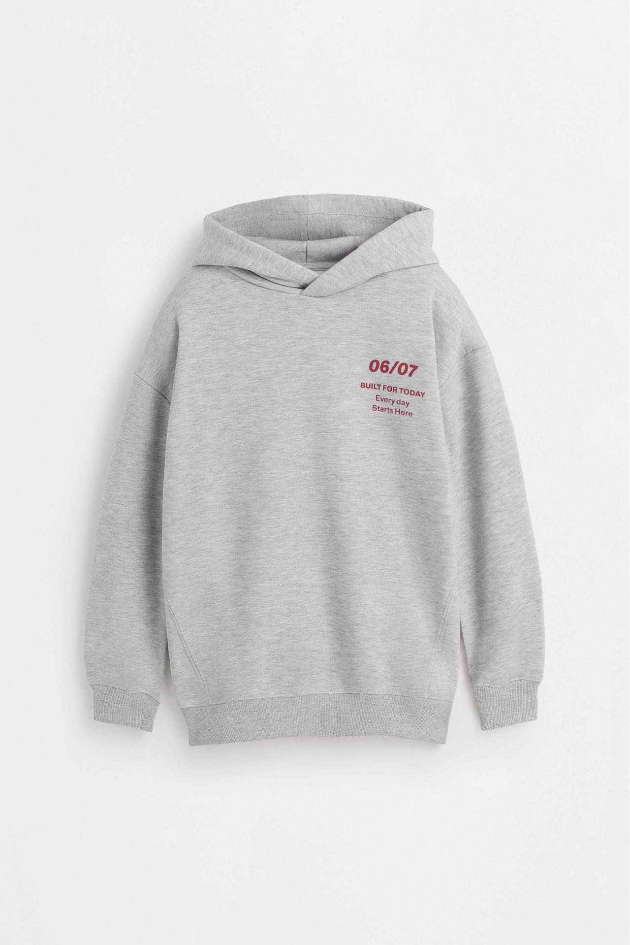Maxi-print back hoodie — GREY MARL