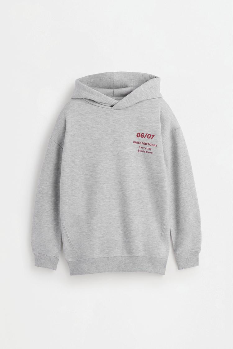 Maxi-print back hoodie — GREY MARL