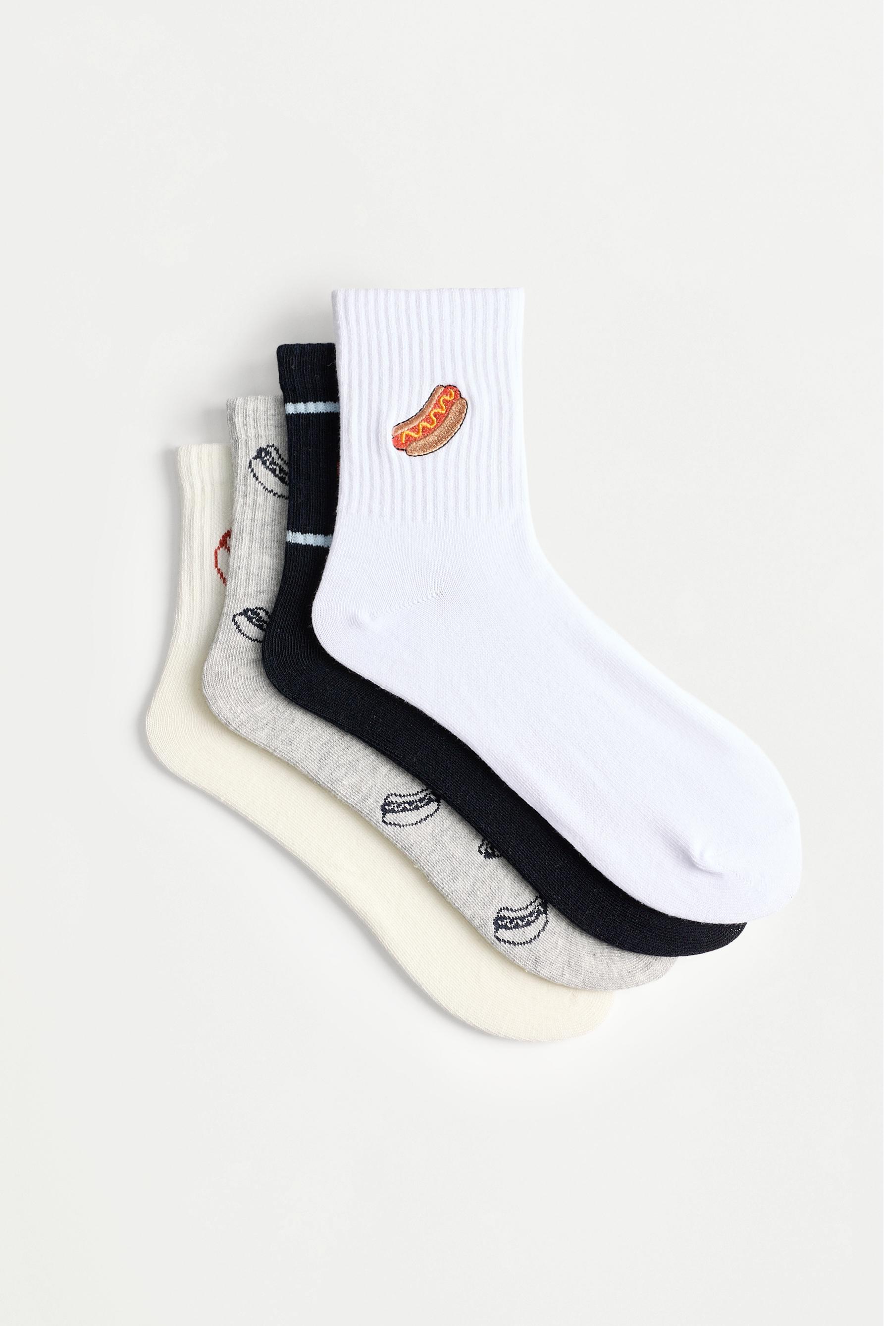 Hot dog short socks (Pack of 4) — GREY TONES