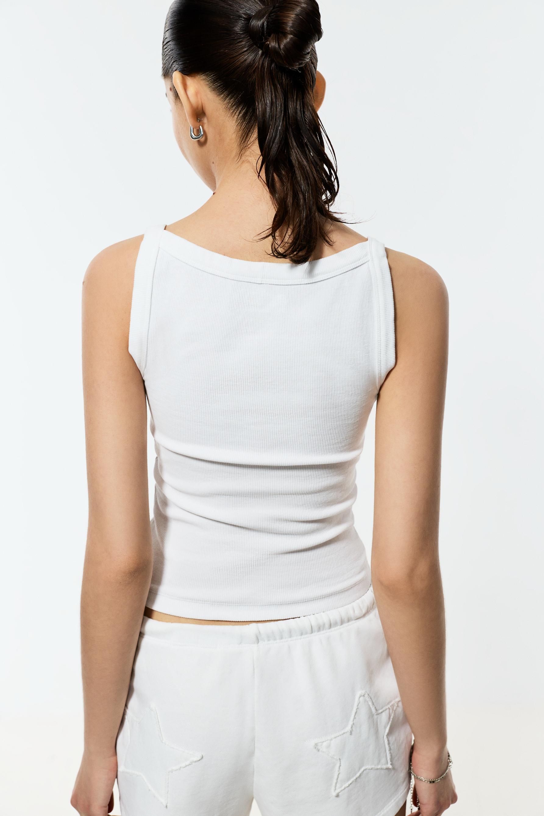 Ribbed top with studs — OFF WHITE